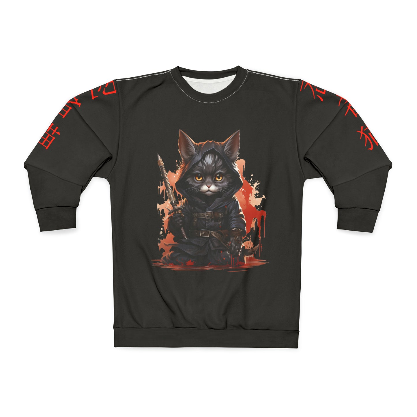 Unisex Black Ninja Cat Sweatshirt. Perfect For: Cat Lovers, Animal Lovers, Cat Mom. Great Gift For Her, Gift For Him, Birthday Gift.