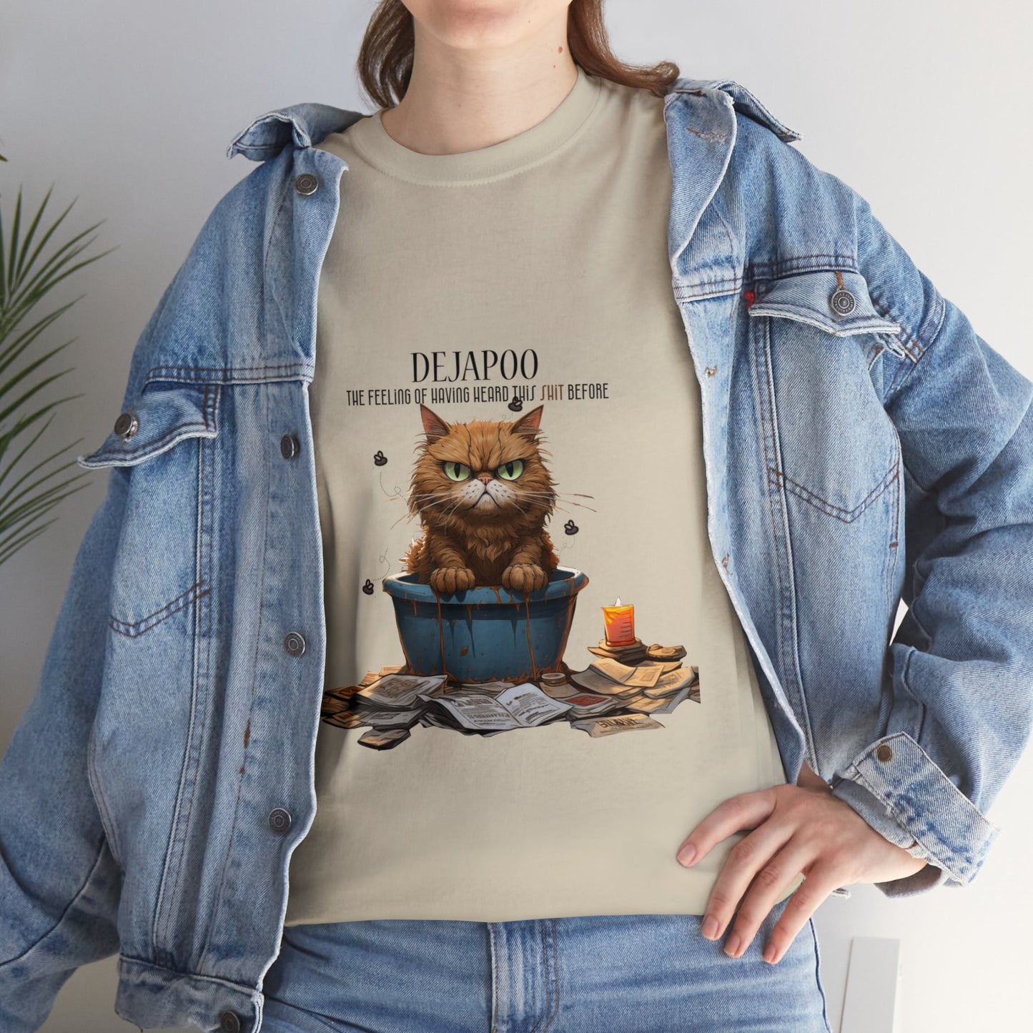 Unisex "DejaPoo" Heavy Cotton Tee. Unisex. Cat Lover. Cat Dad. Cat Mom. Animal Lover. Cat Lady. Birthday Gift. Funny T-Shirt.