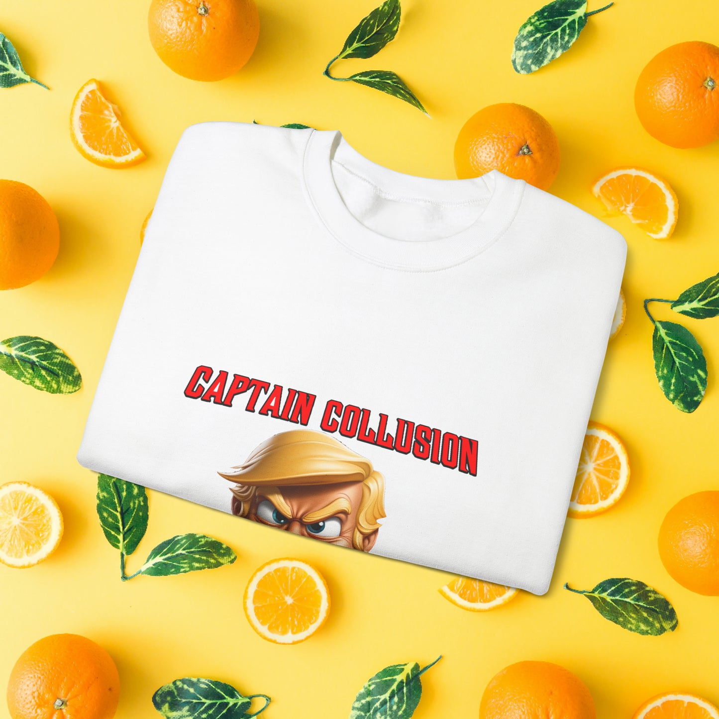 Unisex "Captain Collusion"  Heavy Blend™ Crewneck Sweatshirt. Political Shirt. Donald Trump Shirt. 2024 Election. Unisex. Gift For Him. Gift For Her. Birthday Gift. Christmas Gift.