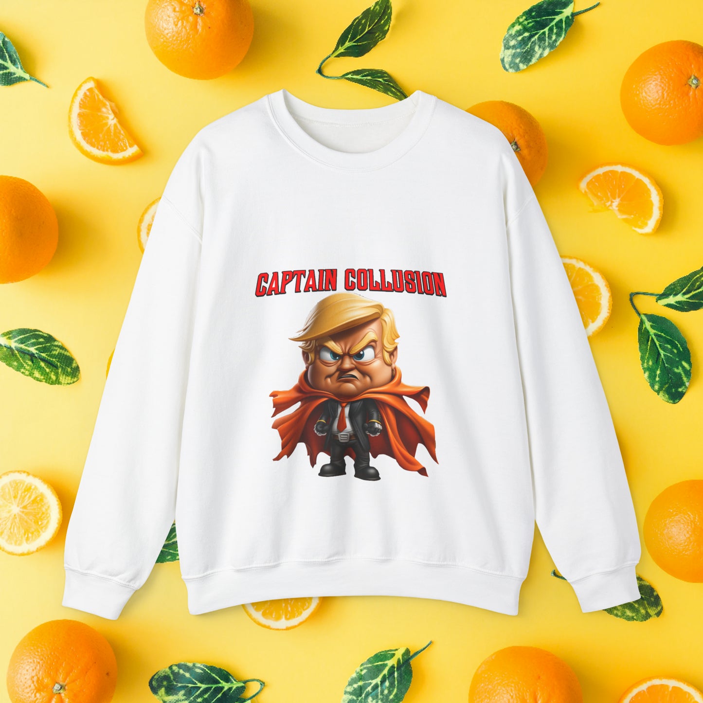 Unisex "Captain Collusion"  Heavy Blend™ Crewneck Sweatshirt. Political Shirt. Donald Trump Shirt. 2024 Election. Unisex. Gift For Him. Gift For Her. Birthday Gift. Christmas Gift.