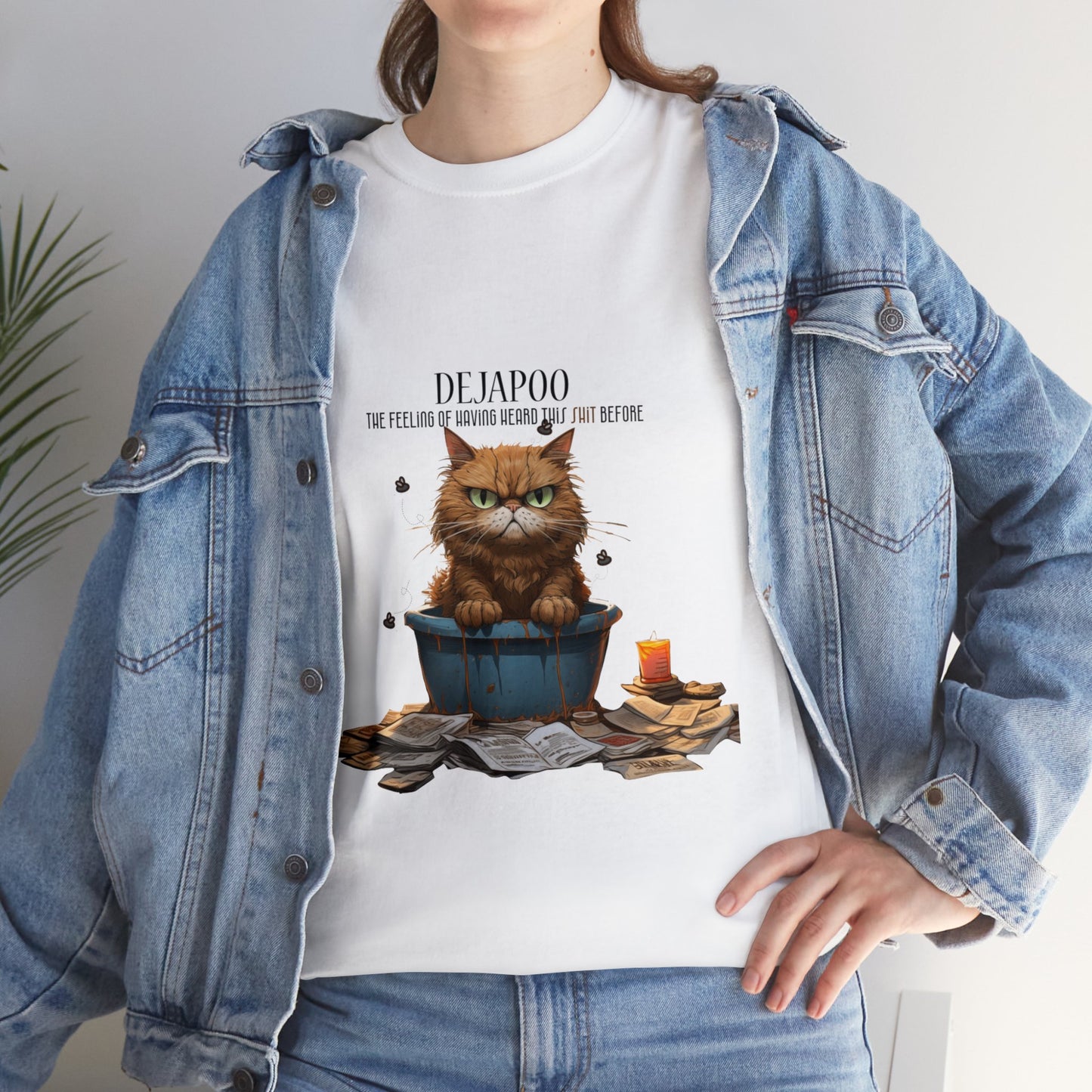 Unisex "DejaPoo" Heavy Cotton Tee. Unisex. Cat Lover. Cat Dad. Cat Mom. Animal Lover. Cat Lady. Birthday Gift. Funny T-Shirt.