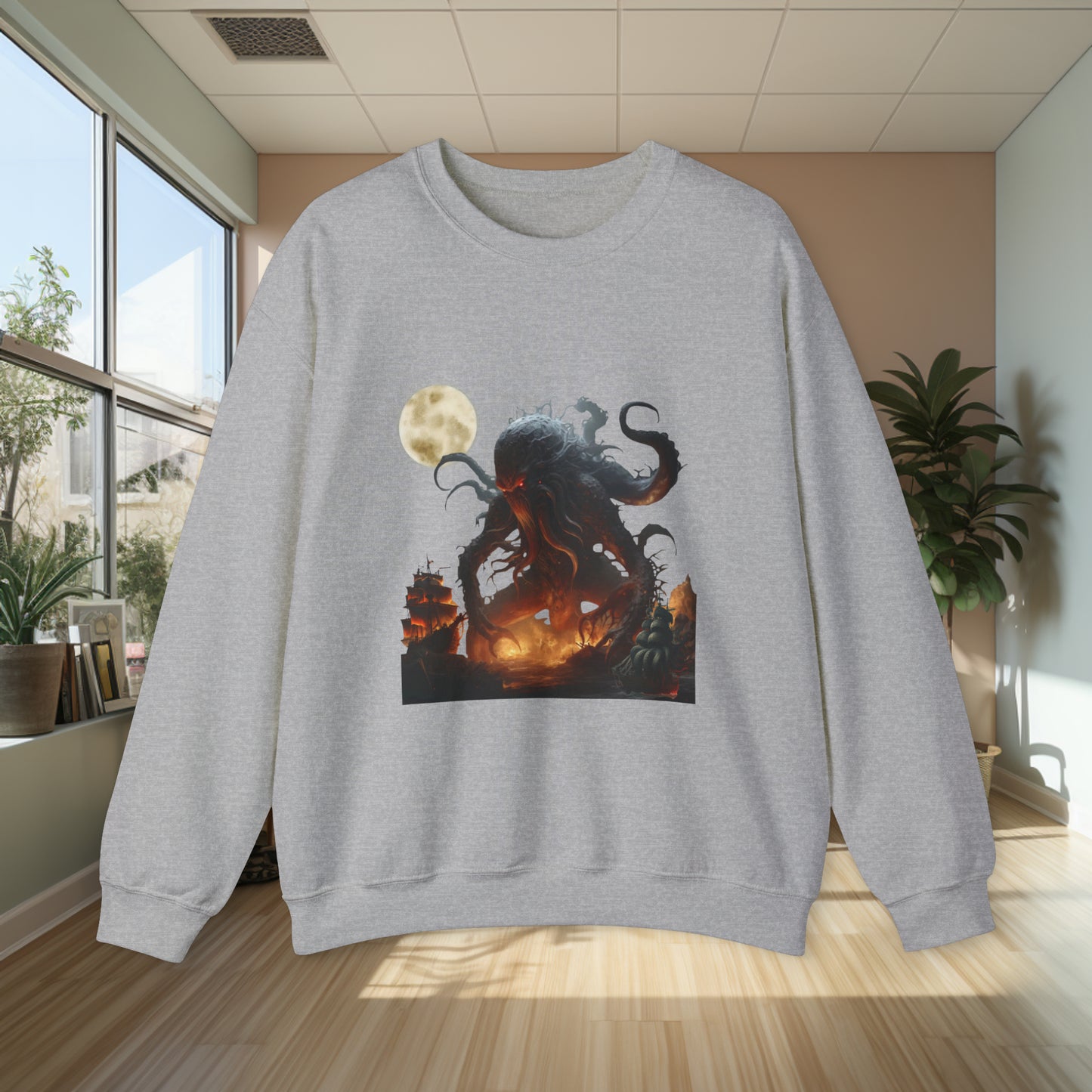 Unisex "The Kraken" Heavy Blend Crewneck Sweatshirt. Graphic Sweatshirt. Unisex. Sci-Fi. Gift For Him. Gift For Her. Sea Creature. Christmas