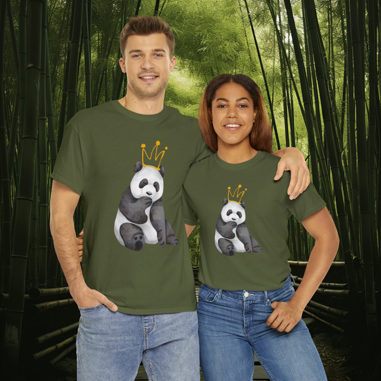Unisex "Panda King" Heavy Cotton Tee. Unisex, Animal Lover, Panda, Birthday Gift, Birthday Gift, T-Shirt, Adult Clothes, Fashion