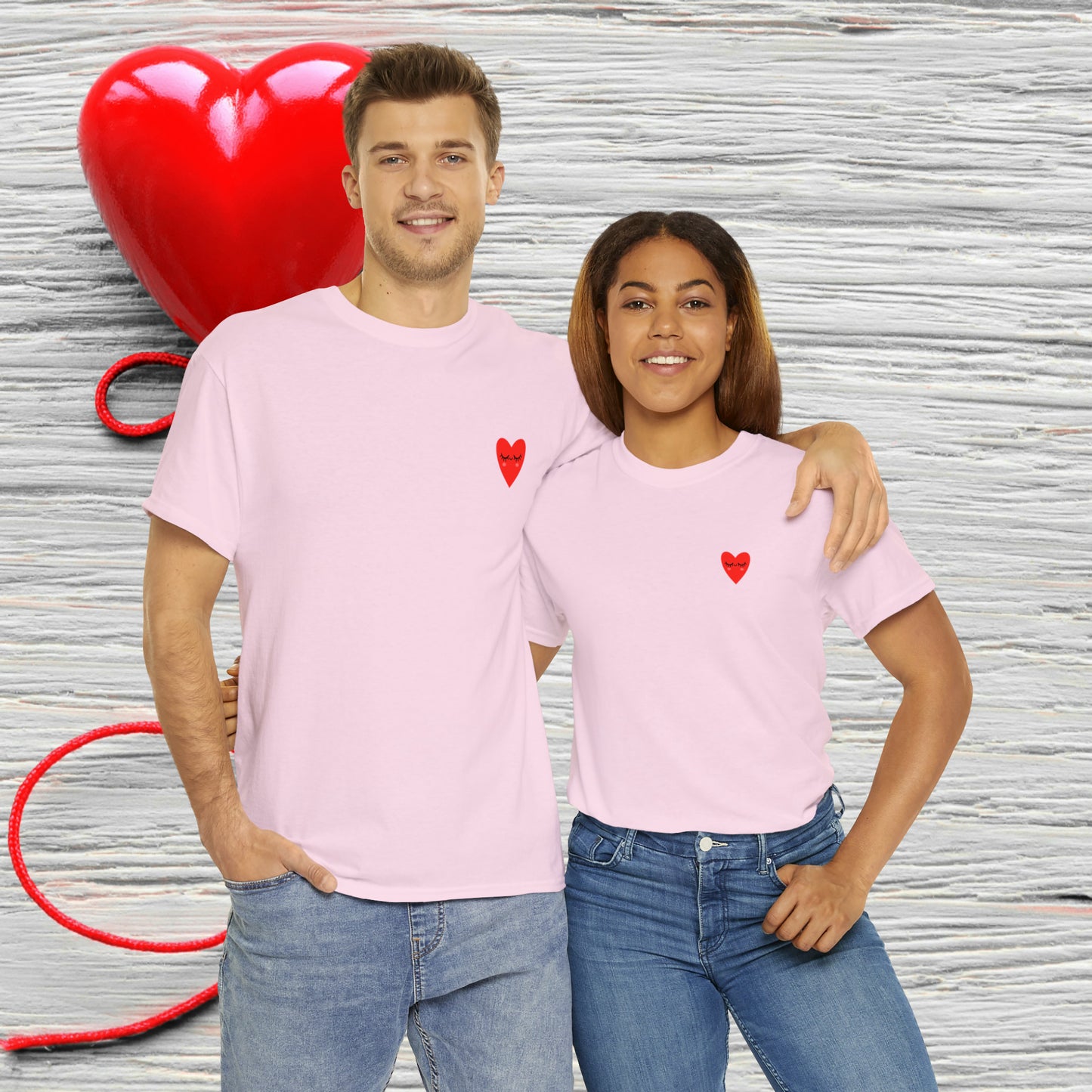 Unisex "Blushing Heart"  SCBC Heavy Cotton Tee. Graphic T-Shirt, T-Shirt, Unique, Original Brand, Valentines Day, Heart, Valentines Day Gift