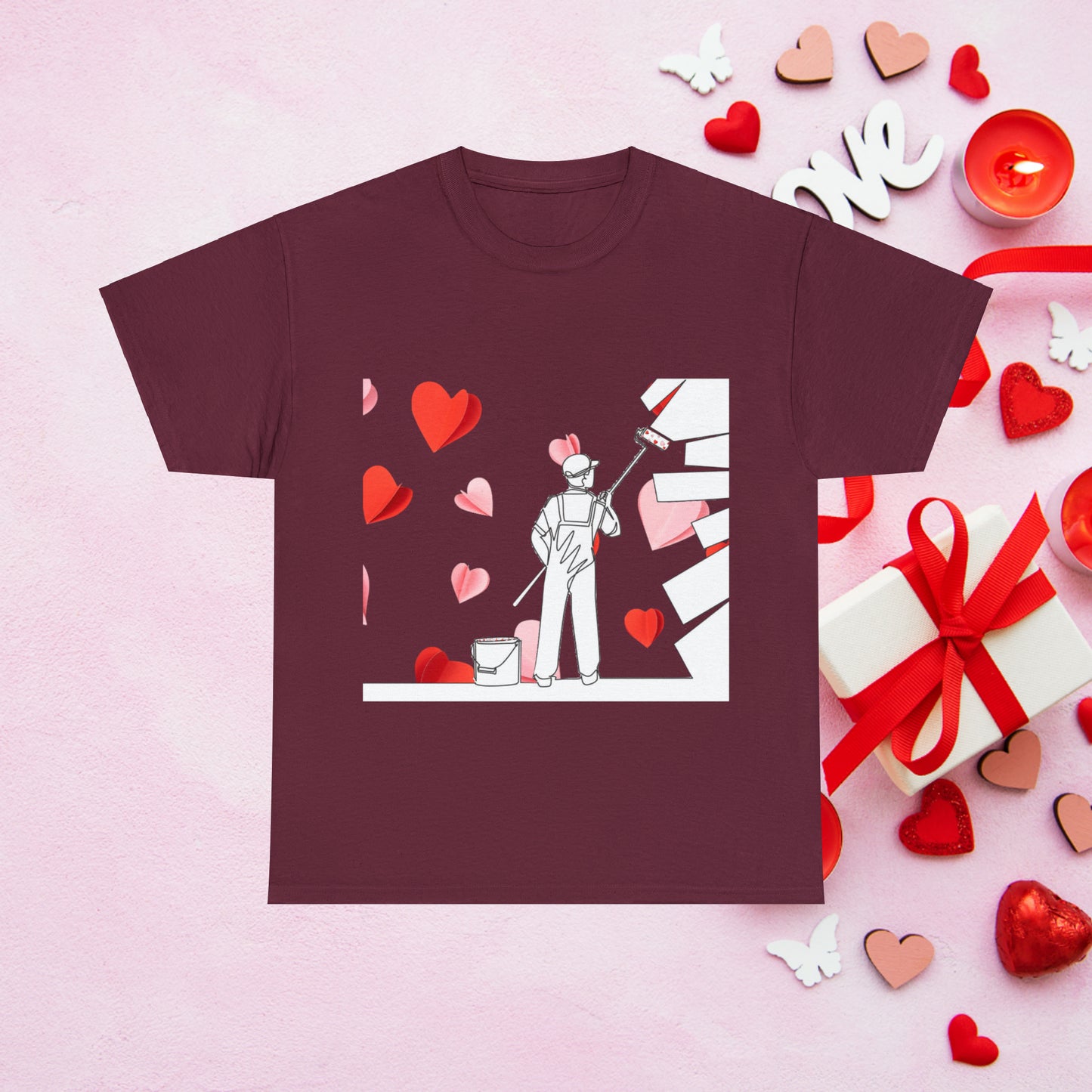 Unisex "Painted Heart" Cotton Tee. Unisex Shirt. Valentines Day Gift. Valentines Day. Couples Shirt. Anniversary Gift. Gift For Him/Her.