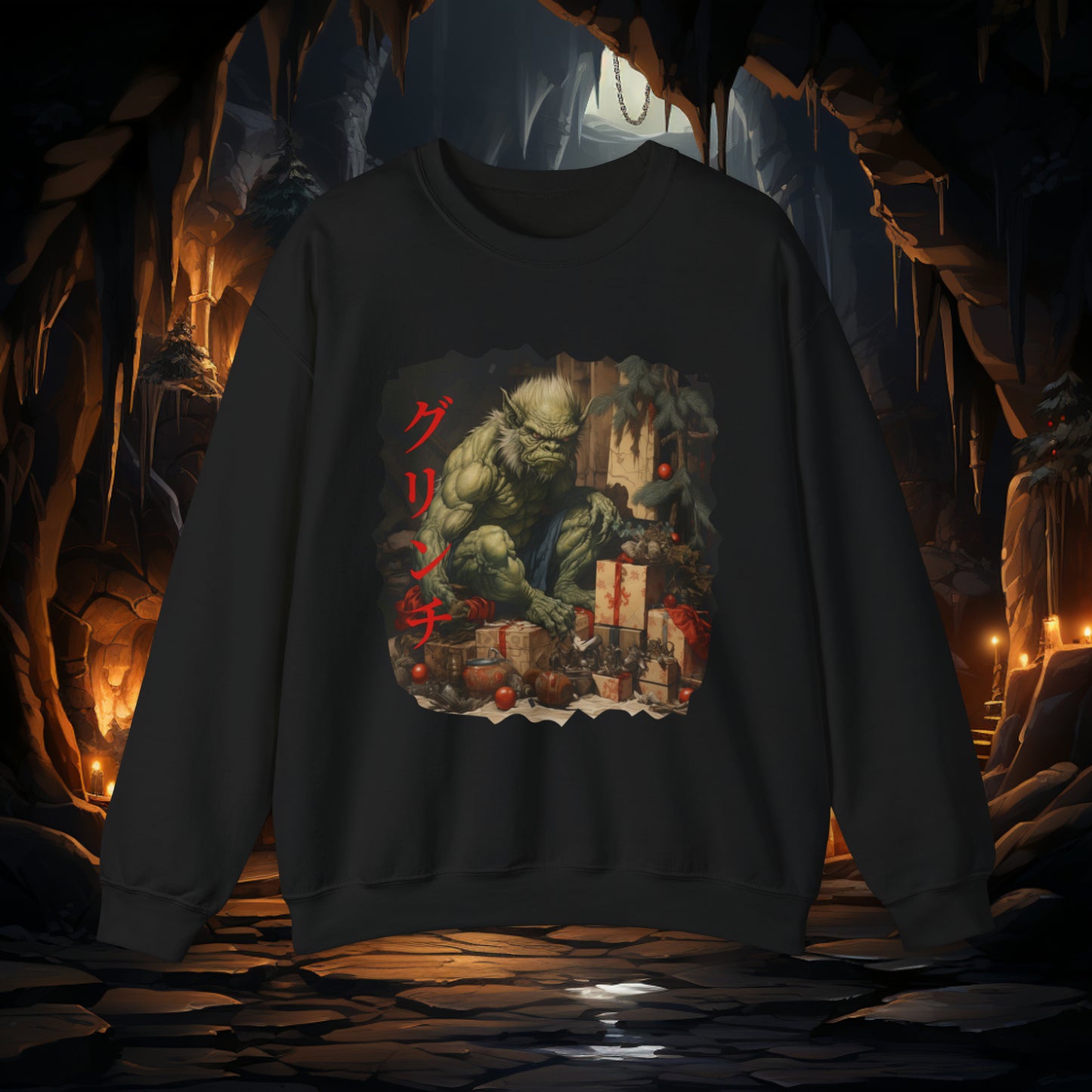 Unisex The Grinch (Japanese) Crewneck Sweatshirt. Christmas Sweater. Winter Sweater. The Grinch. Japanese. Holiday/Christmas Clothes