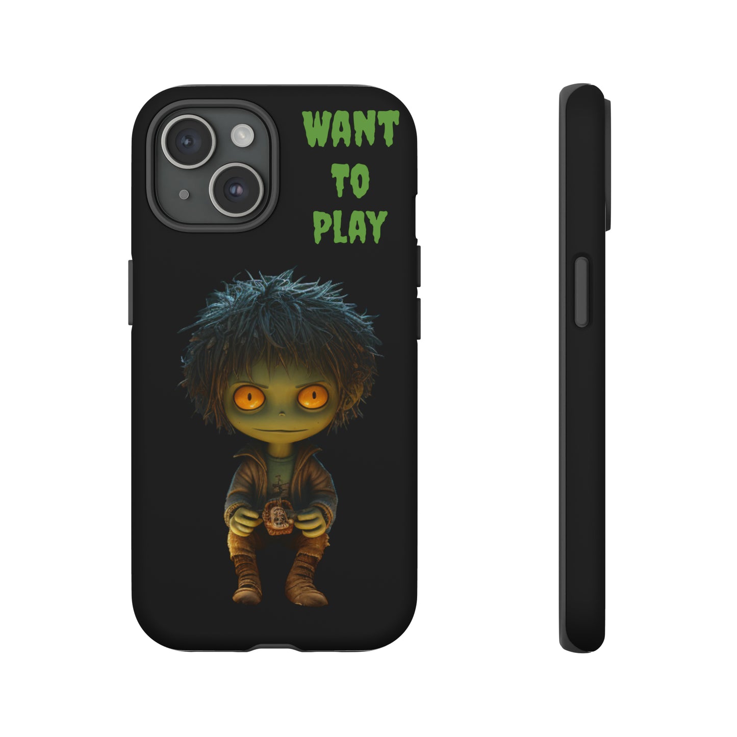 Creepy Kid Phone Case. This iPhone 15 Tough Phone Case Is Perfect For Halloween, Gift For Her, Gift For Kids, Birthday Gift. Spooky