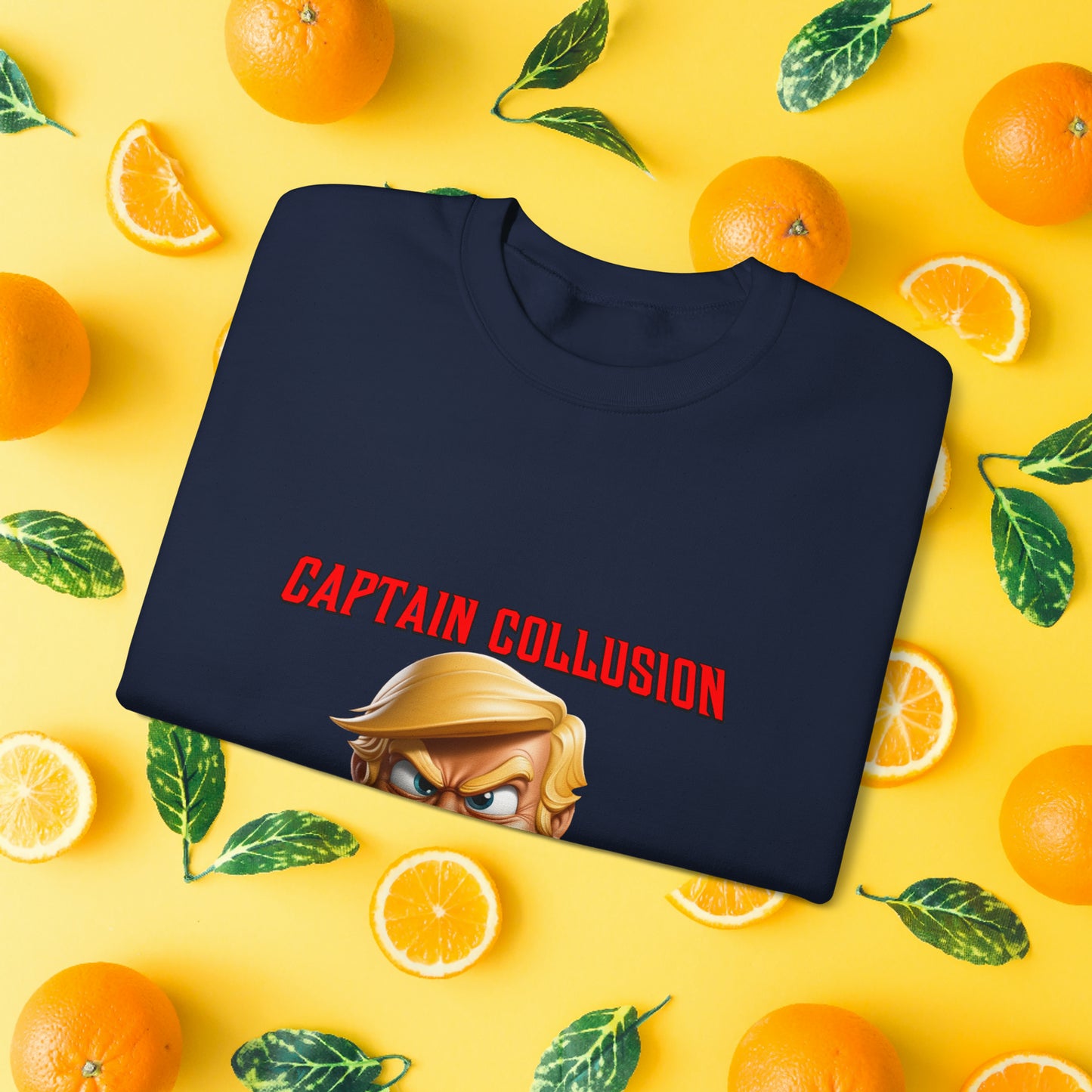 Unisex "Captain Collusion"  Heavy Blend™ Crewneck Sweatshirt. Political Shirt. Donald Trump Shirt. 2024 Election. Unisex. Gift For Him. Gift For Her. Birthday Gift. Christmas Gift.