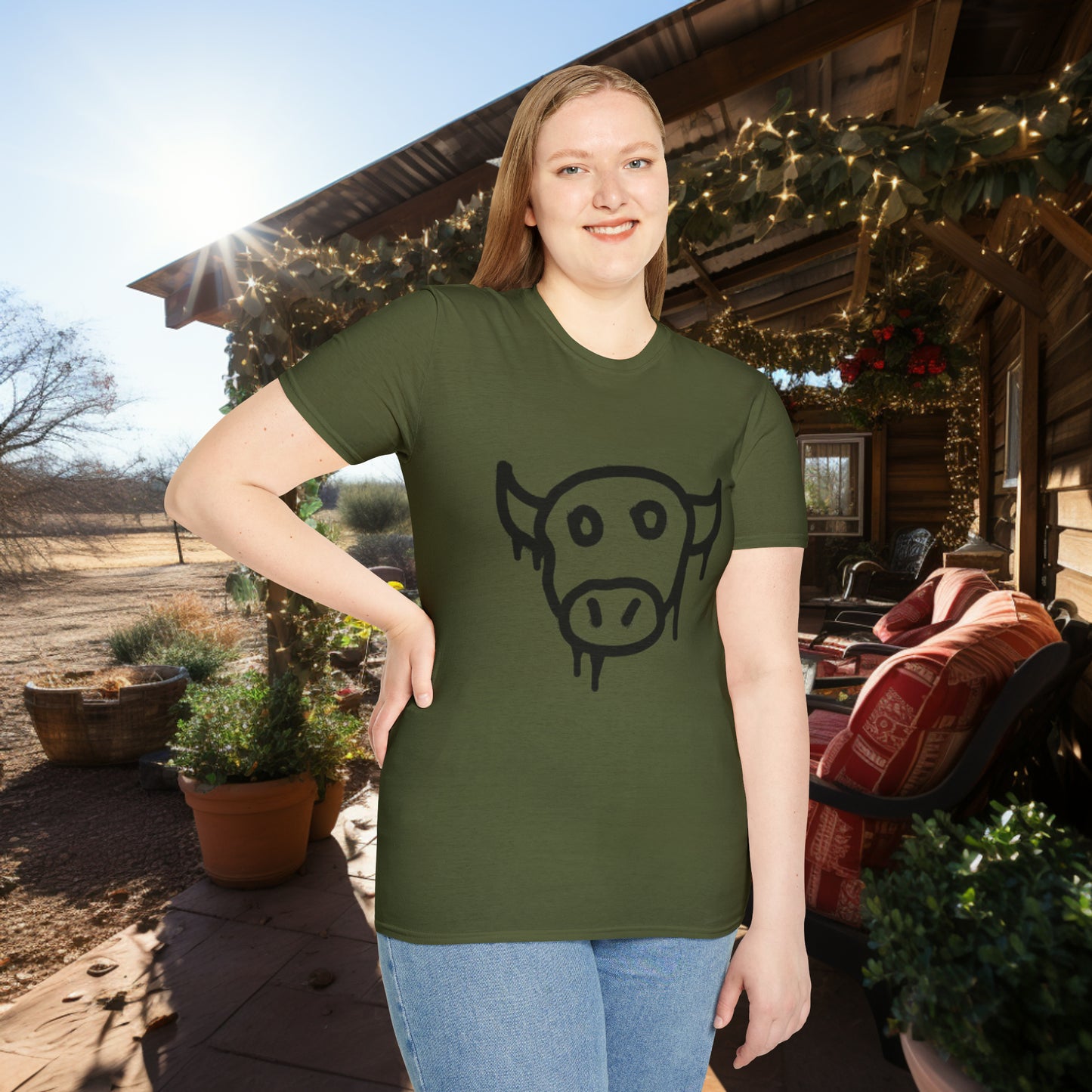 Unisex " Moo Cow" Soft Style T-Shirt.  Farmer Shirt, Cow Shirt, Gift For Animal Lovers, Unisex, Animal Rescue, Veteran, Birthday Gift.