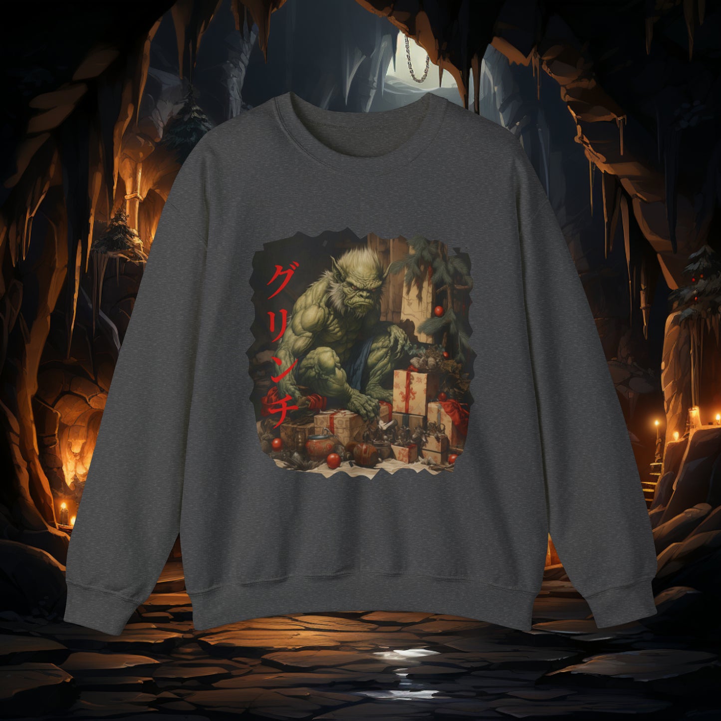 Unisex The Grinch (Japanese) Crewneck Sweatshirt. Christmas Sweater. Winter Sweater. The Grinch. Japanese. Holiday/Christmas Clothes