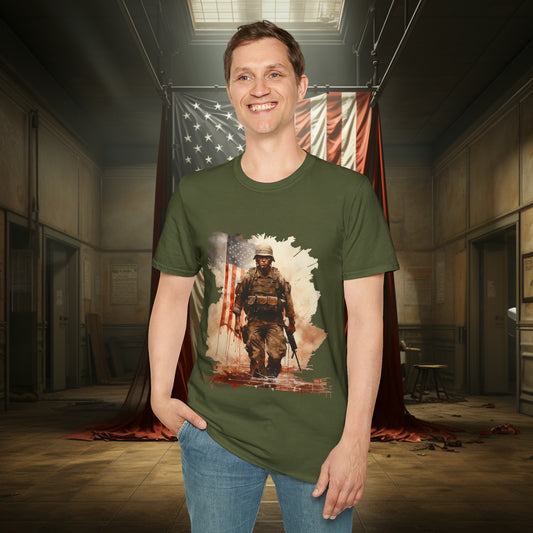 Unisex "Soldiers Return" Soft Style T-Shirt.  Hunting Shirt, Patriotic Shirt, Gift For Veteran, Unisex, Army Wife, Veteran, Birthday Gift.