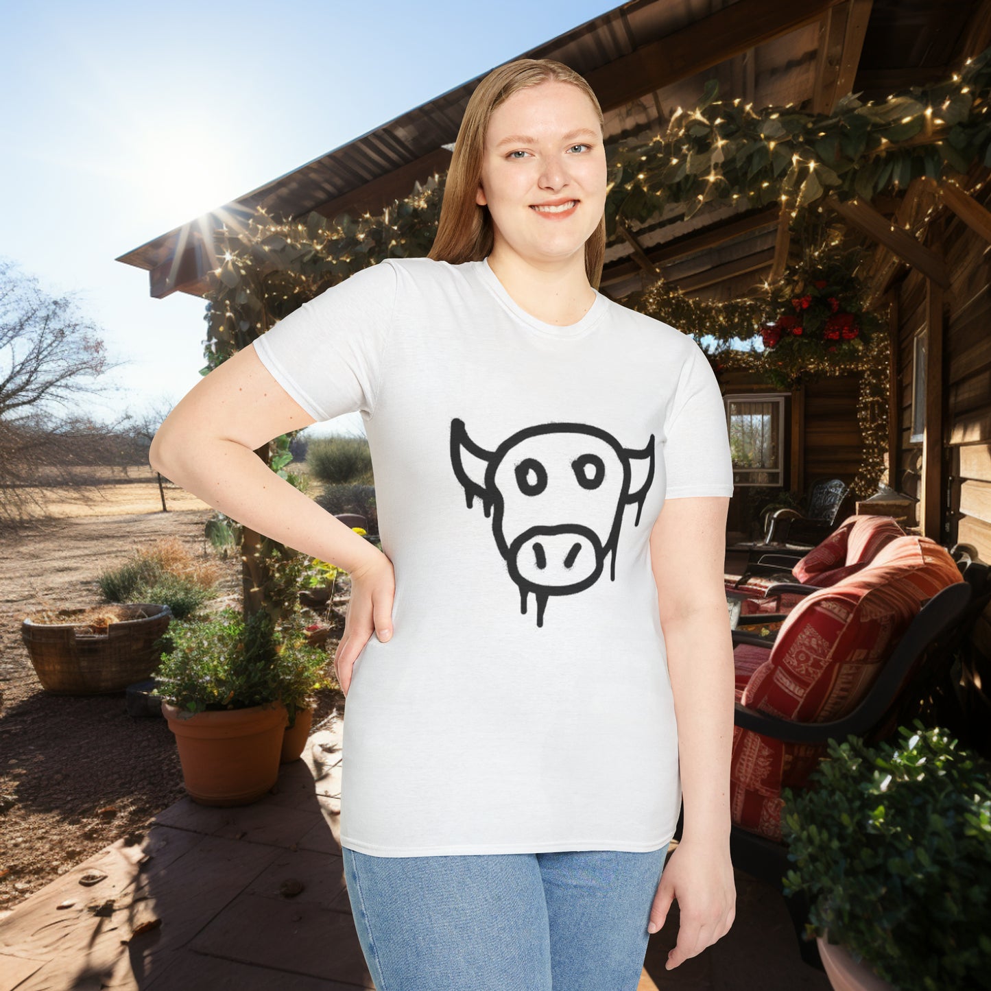 Unisex " Moo Cow" Soft Style T-Shirt.  Farmer Shirt, Cow Shirt, Gift For Animal Lovers, Unisex, Animal Rescue, Veteran, Birthday Gift.