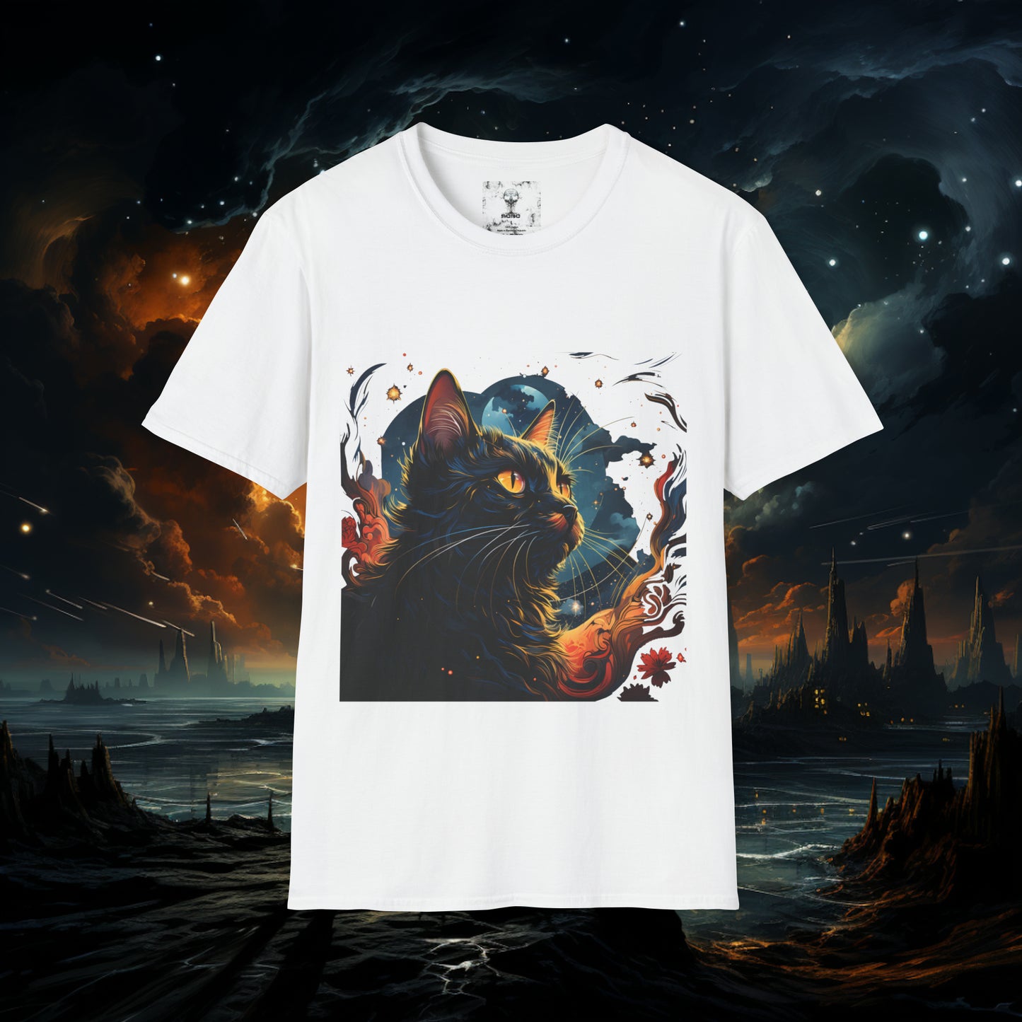 Short Sleeve "Space Cat" T-Shirt Unisex fit, Gift for Him, Gift for Her, Birthday Gift, Gift For Cat Lovers.