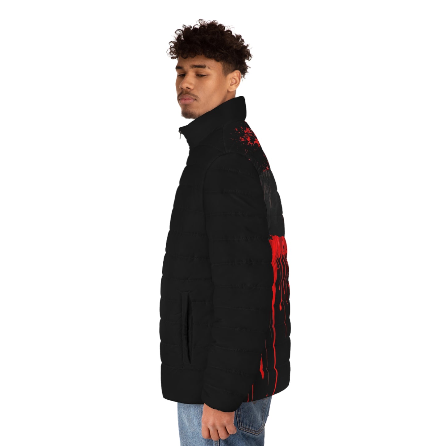 Heart Drips Red Puffer Jacket