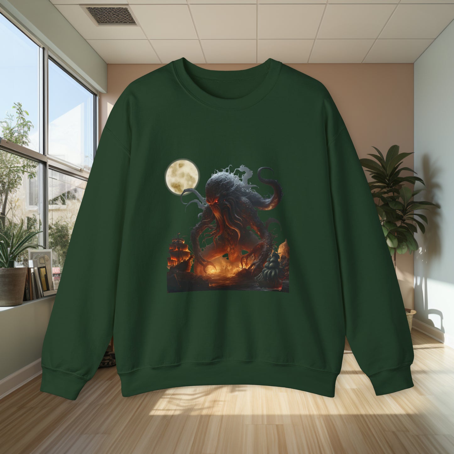 Unisex "The Kraken" Heavy Blend Crewneck Sweatshirt. Graphic Sweatshirt. Unisex. Sci-Fi. Gift For Him. Gift For Her. Sea Creature. Christmas