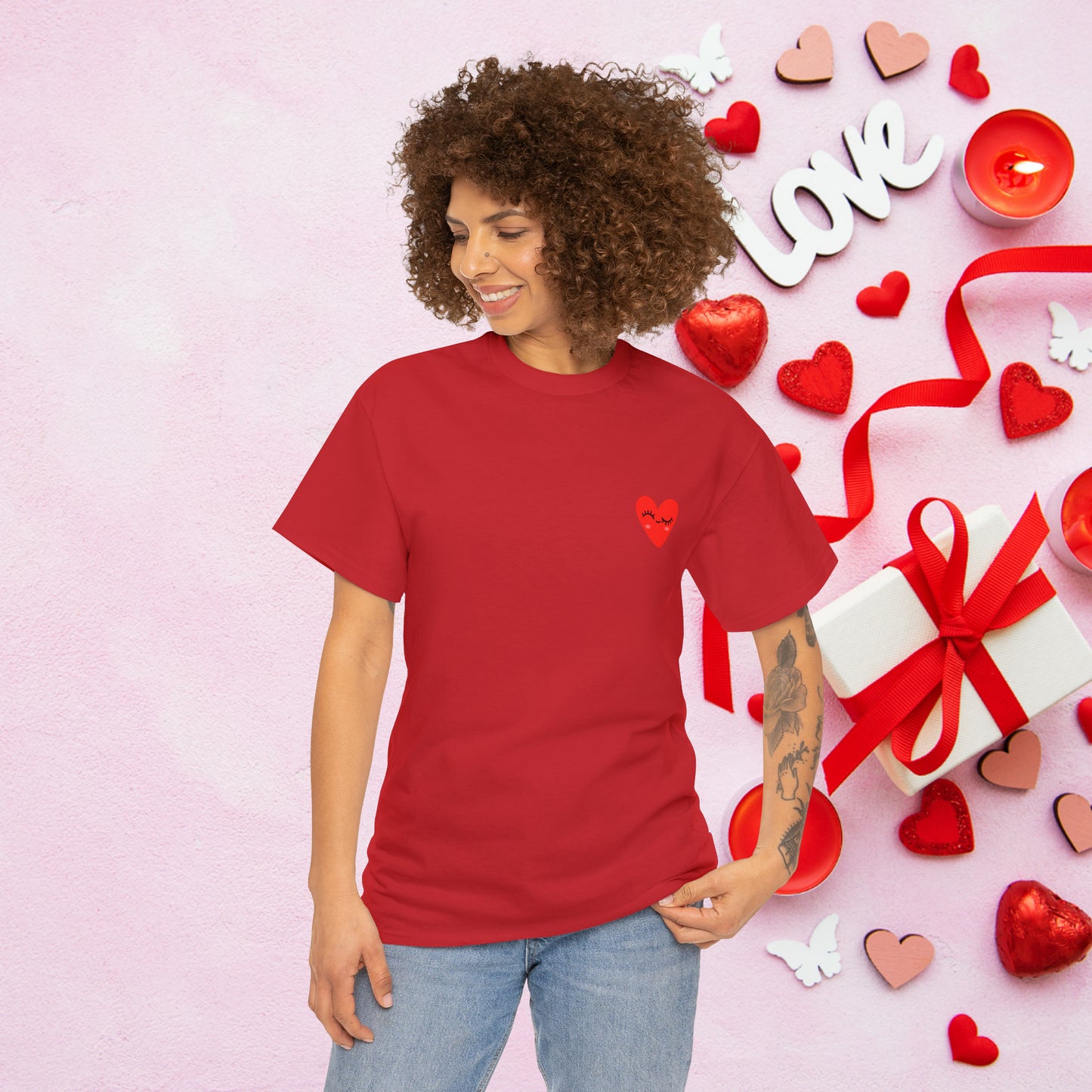 Unisex "Flirty Heart"  SCBC Heavy Cotton Tee. Graphic T-Shirt, T-Shirt, Unique, Original Brand, Valentines Day, Heart, Valentines Day Gift