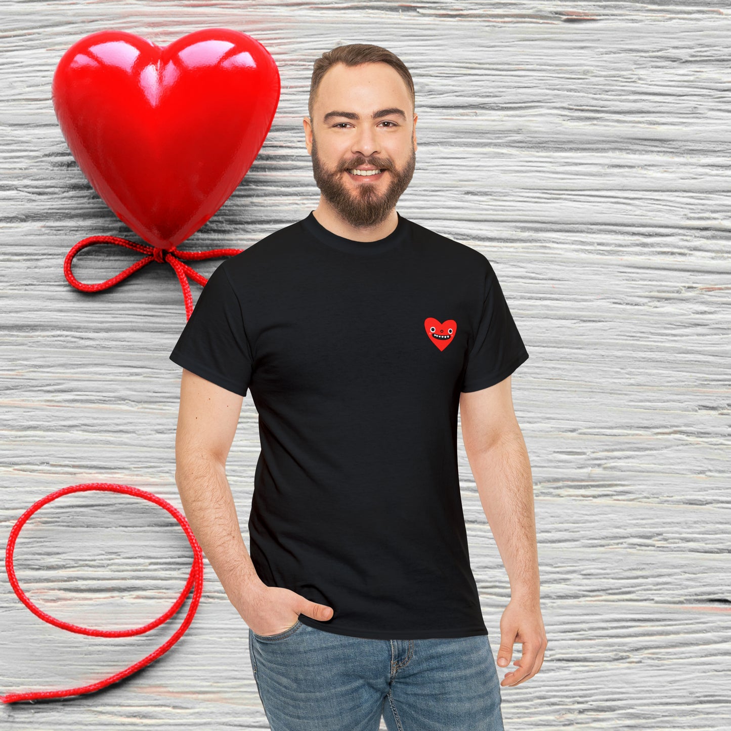 Unisex "Happy Heart"  SCBC Heavy Cotton Tee. Graphic T-Shirt, T-Shirt, Unique, Original Brand, Valentines Day, Heart, Valentines Day Gift