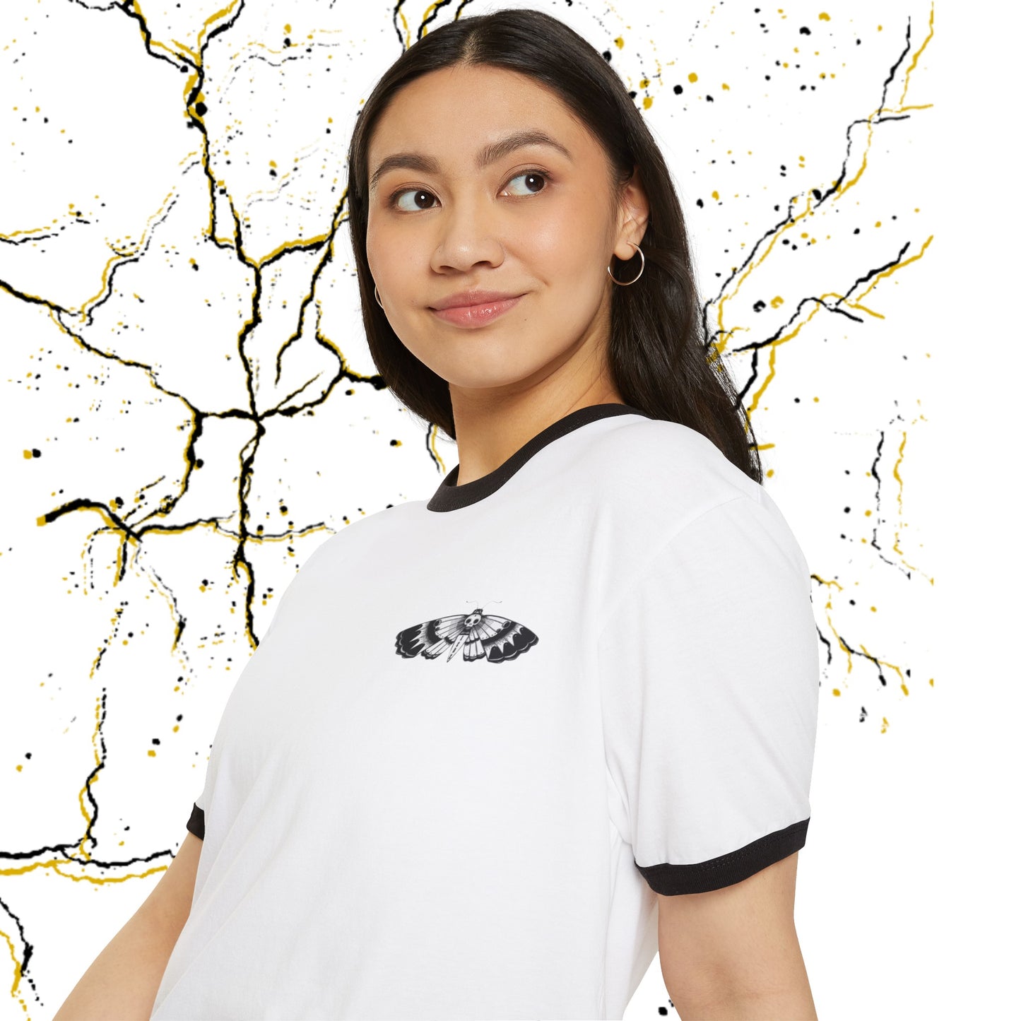 SCBC Unisex "Polilla" Cotton Ringer T-Shirt. Ringer T-shirt, Vintage, Branded, T-Shirt, Streetwear,  Unisex, Light Weight, Spring Fashion