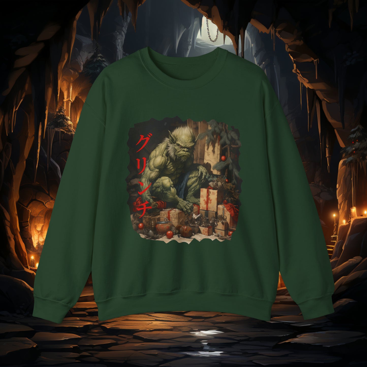 Unisex The Grinch (Japanese) Crewneck Sweatshirt. Christmas Sweater. Winter Sweater. The Grinch. Japanese. Holiday/Christmas Clothes