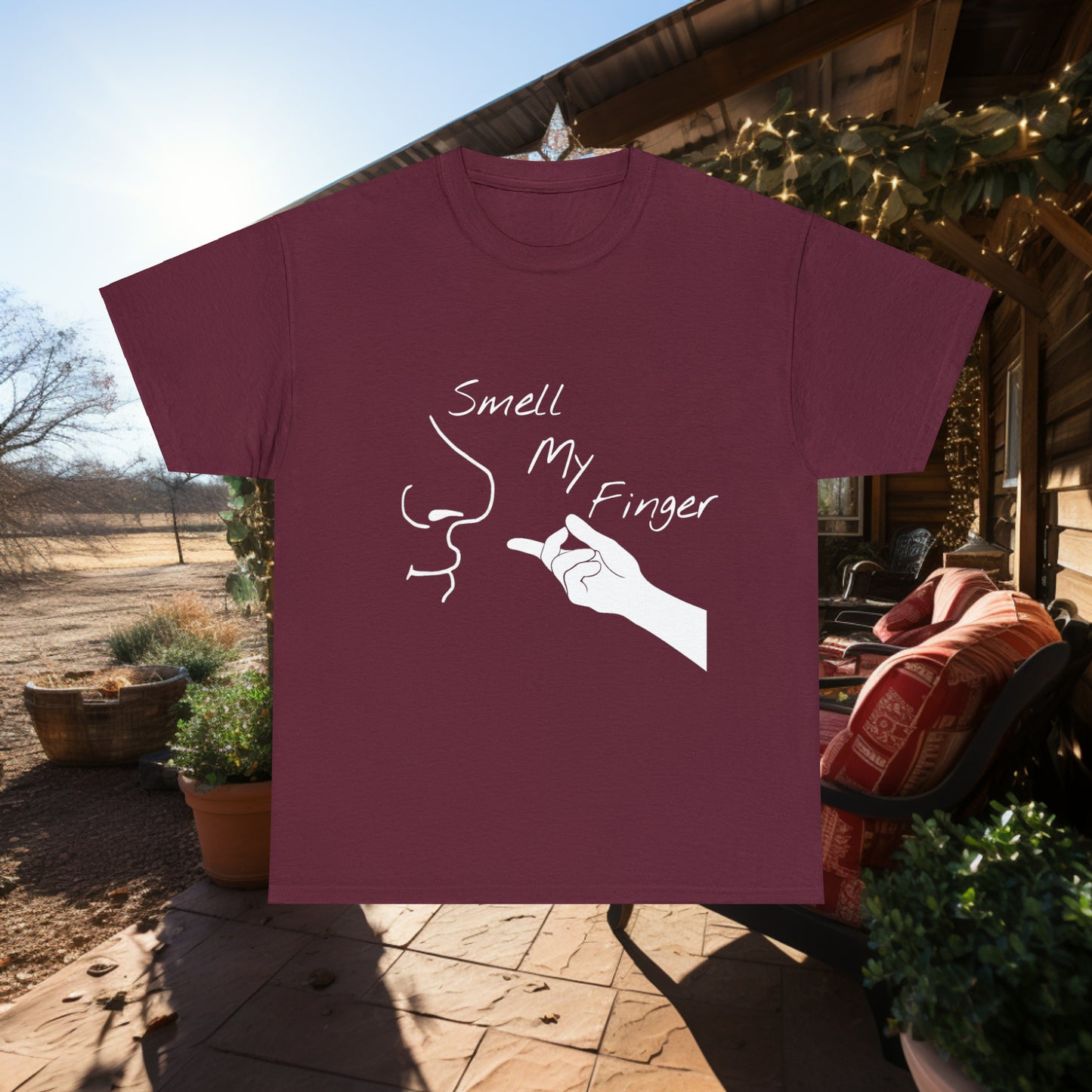 Unisex Smell My Finger Heavy Cotton Tee. Graphic T Shirt. Funny T Shirt. Outerwear. Unisex. Gift For Him. Gift For Her. Funny Gift