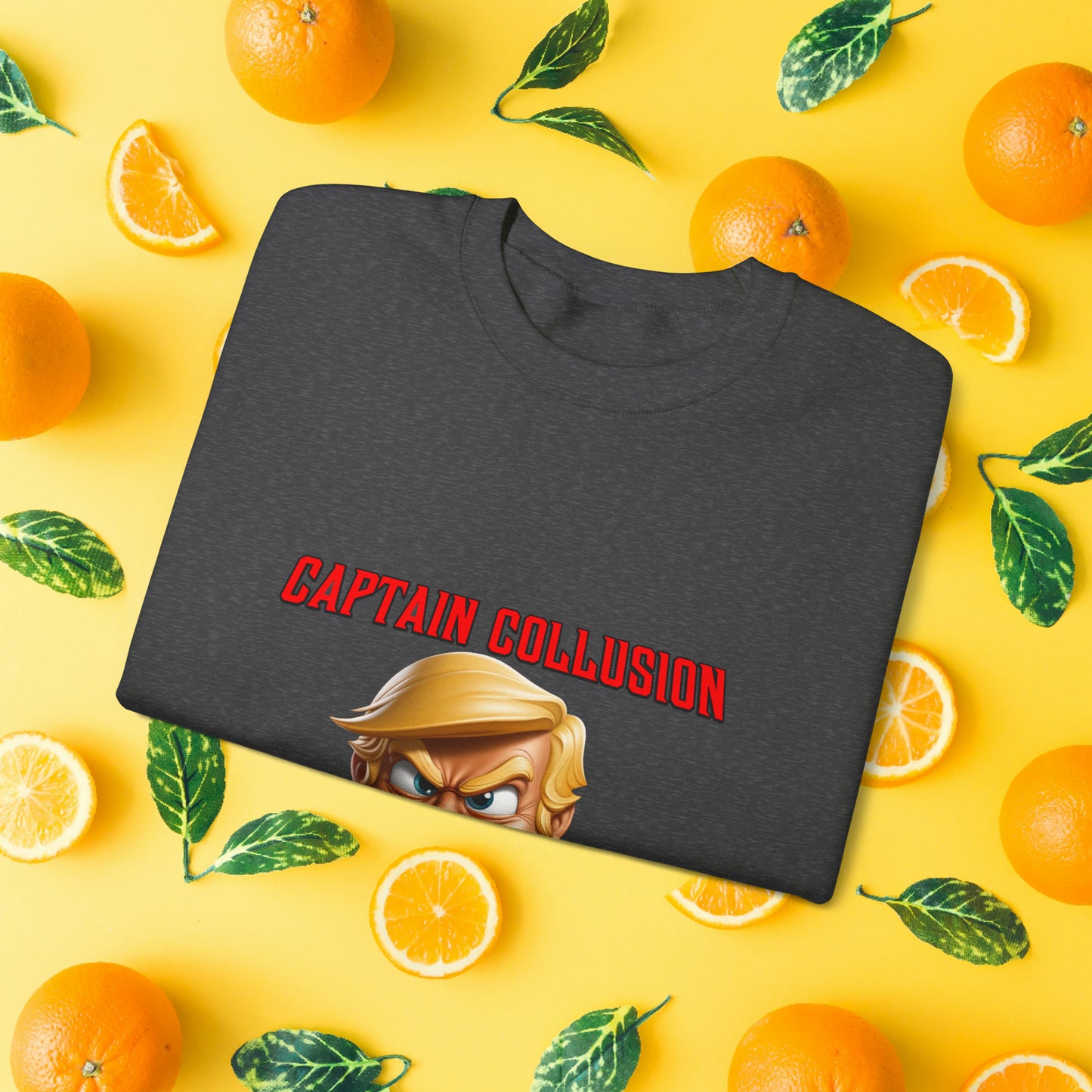 Unisex "Captain Collusion"  Heavy Blend™ Crewneck Sweatshirt. Political Shirt. Donald Trump Shirt. 2024 Election. Unisex. Gift For Him. Gift For Her. Birthday Gift. Christmas Gift.