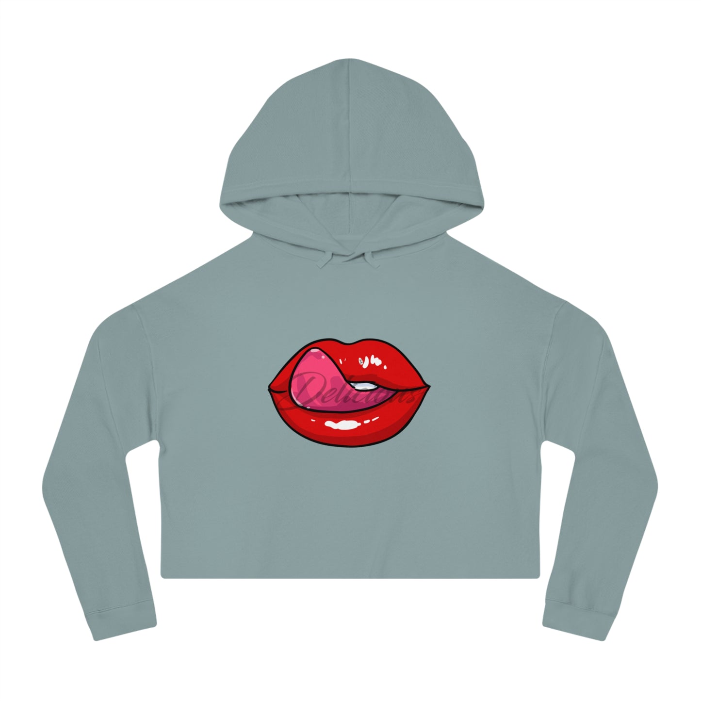 Delicious Lip Service Cropped Hooded Sweatshirt
