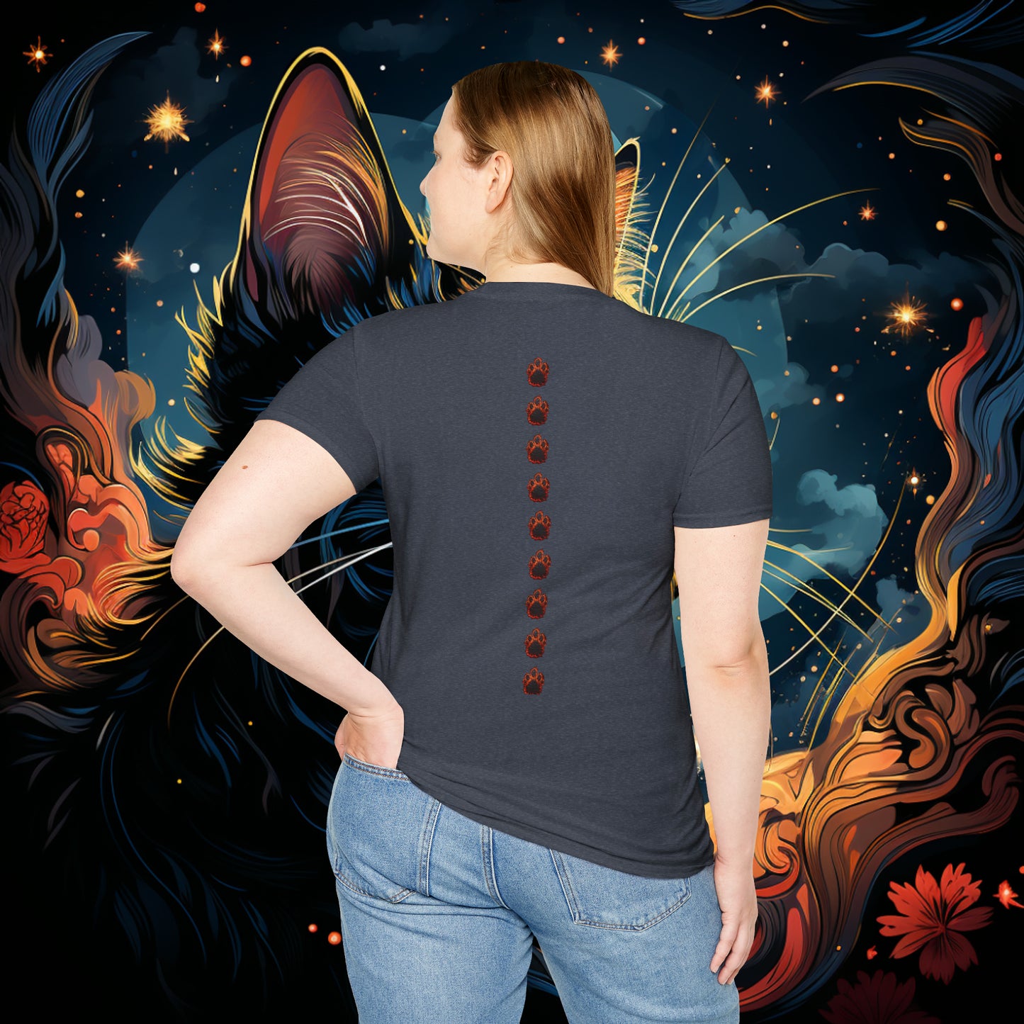 Short Sleeve "Space Cat" T-Shirt Unisex fit, Gift for Him, Gift for Her, Birthday Gift, Gift For Cat Lovers.