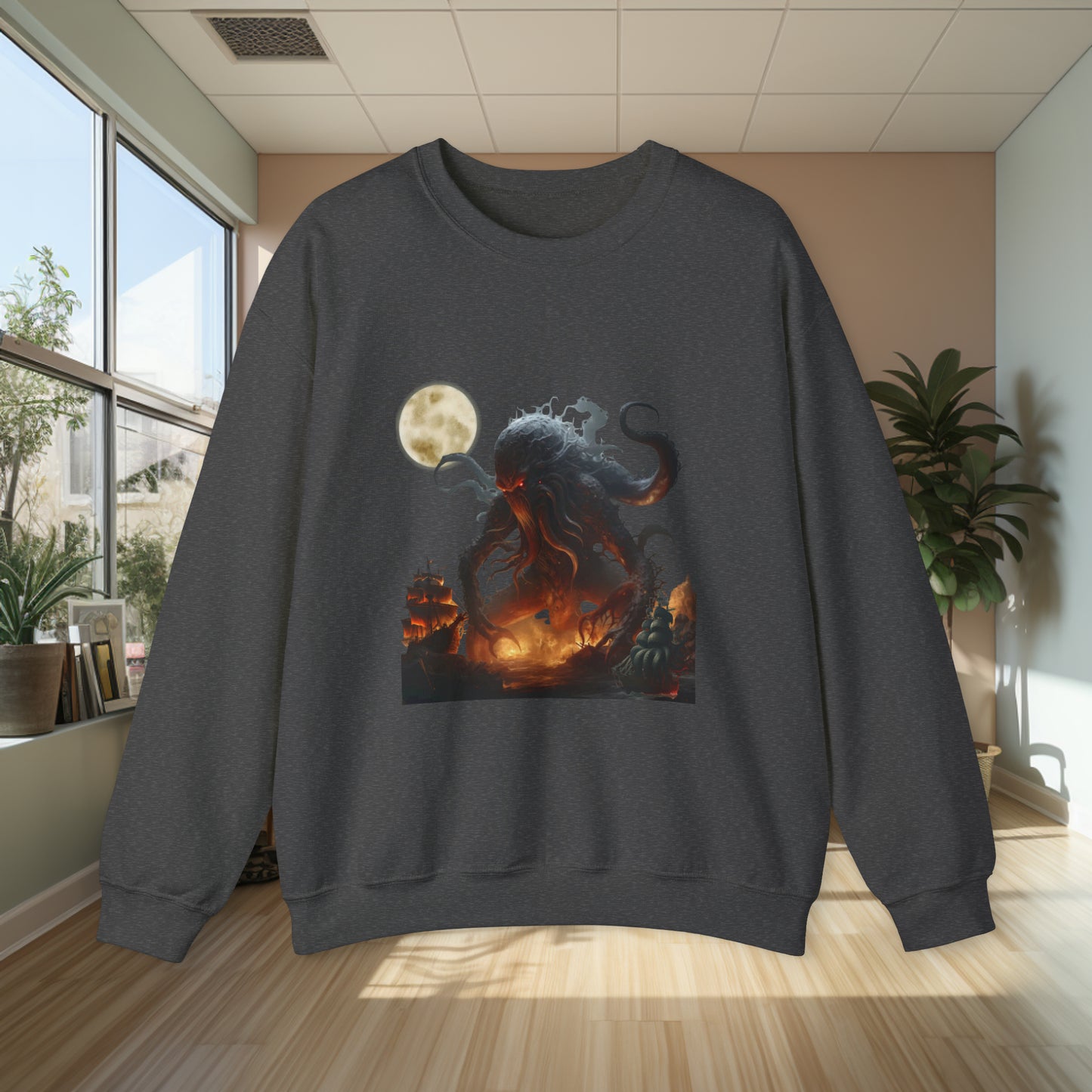 Unisex "The Kraken" Heavy Blend Crewneck Sweatshirt. Graphic Sweatshirt. Unisex. Sci-Fi. Gift For Him. Gift For Her. Sea Creature. Christmas