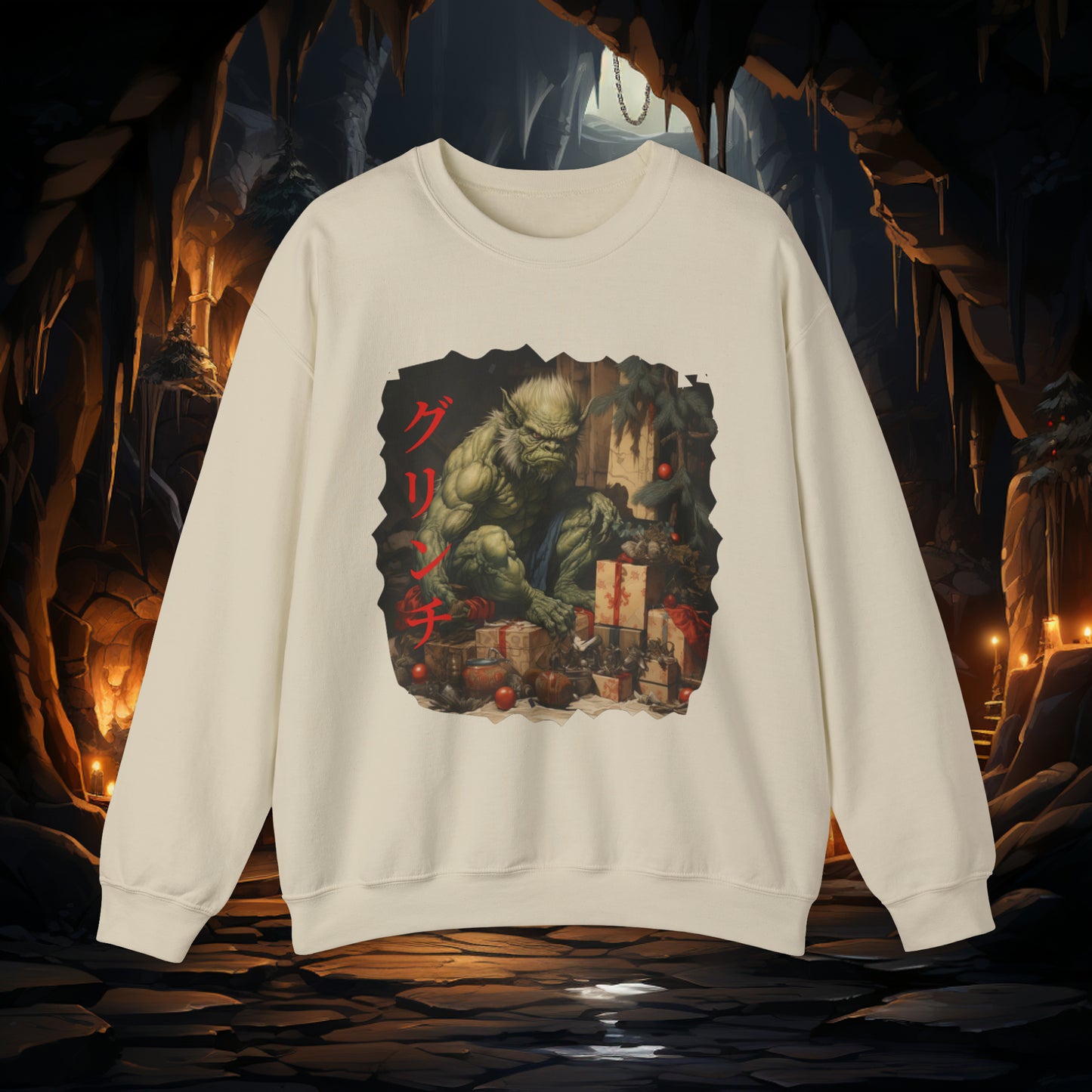 Unisex The Grinch (Japanese) Crewneck Sweatshirt. Christmas Sweater. Winter Sweater. The Grinch. Japanese. Holiday/Christmas Clothes