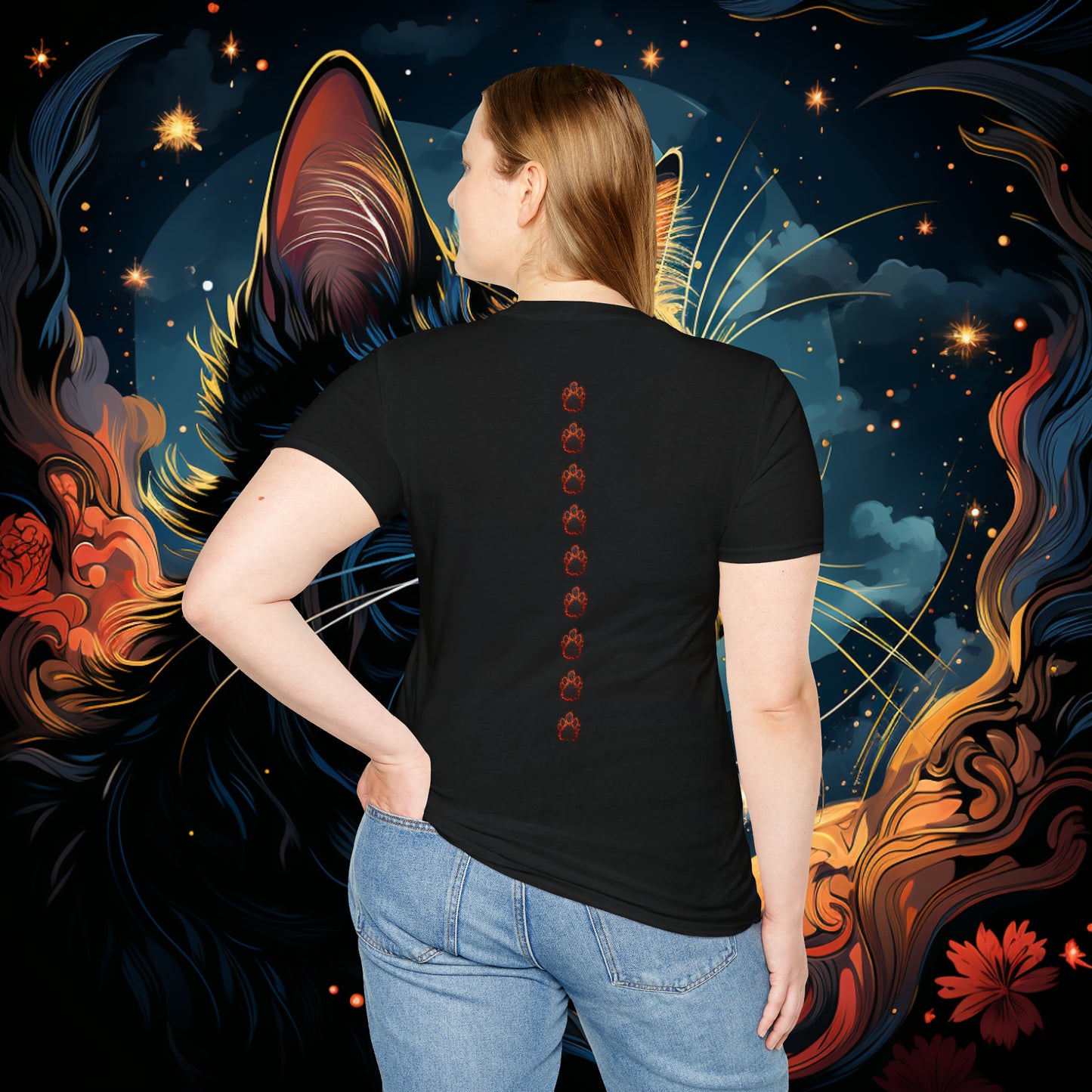 Short Sleeve "Space Cat" T-Shirt Unisex fit, Gift for Him, Gift for Her, Birthday Gift, Gift For Cat Lovers.