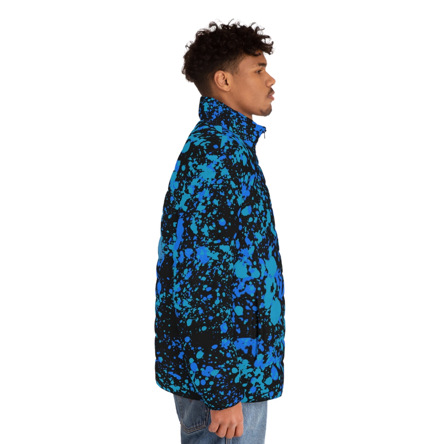 Men' s SCBC "Peering Eyes" Puffer Jacket (AOP). Puffer Jacket, Spring, Men's Clothes, Warm Jacket, Lightweight, Art, Graphic Design