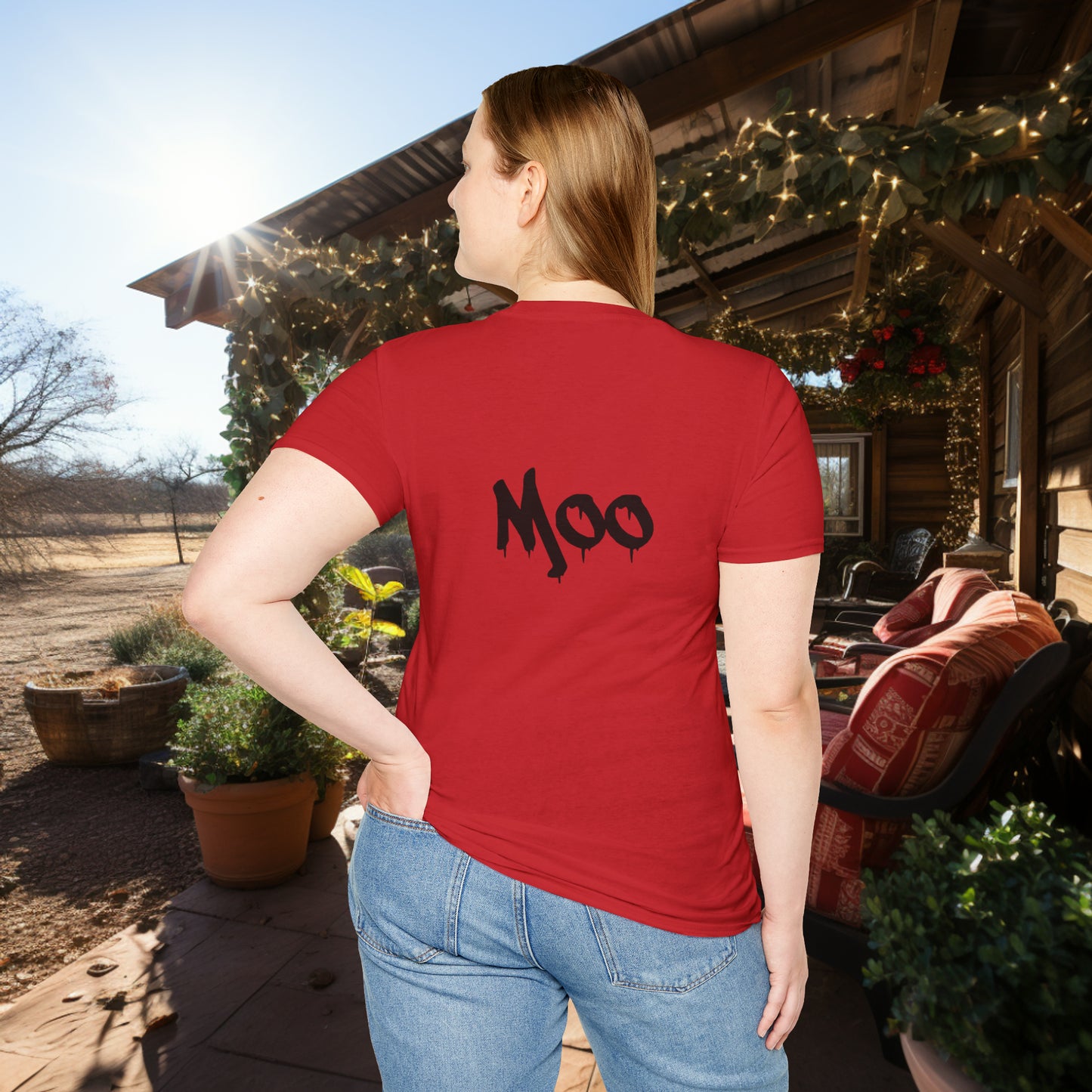 Unisex " Moo Cow" Soft Style T-Shirt.  Farmer Shirt, Cow Shirt, Gift For Animal Lovers, Unisex, Animal Rescue, Veteran, Birthday Gift.