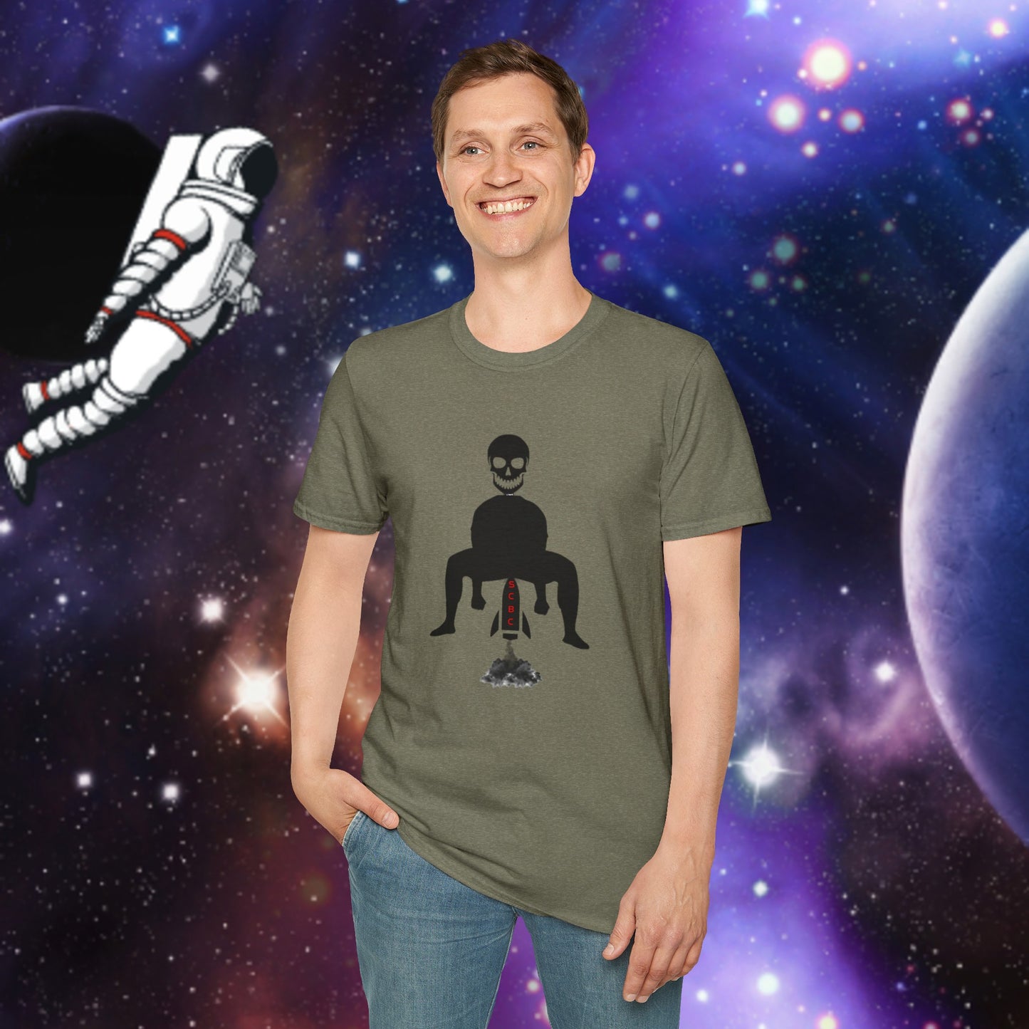 Unisex SCBC "Blast-Off" Soft-style T-Shirt. Graphic T-Shirt, Streetwear, Branded T-Shirt, Original Design, Unisex T-Shirt, Birthday Gift.