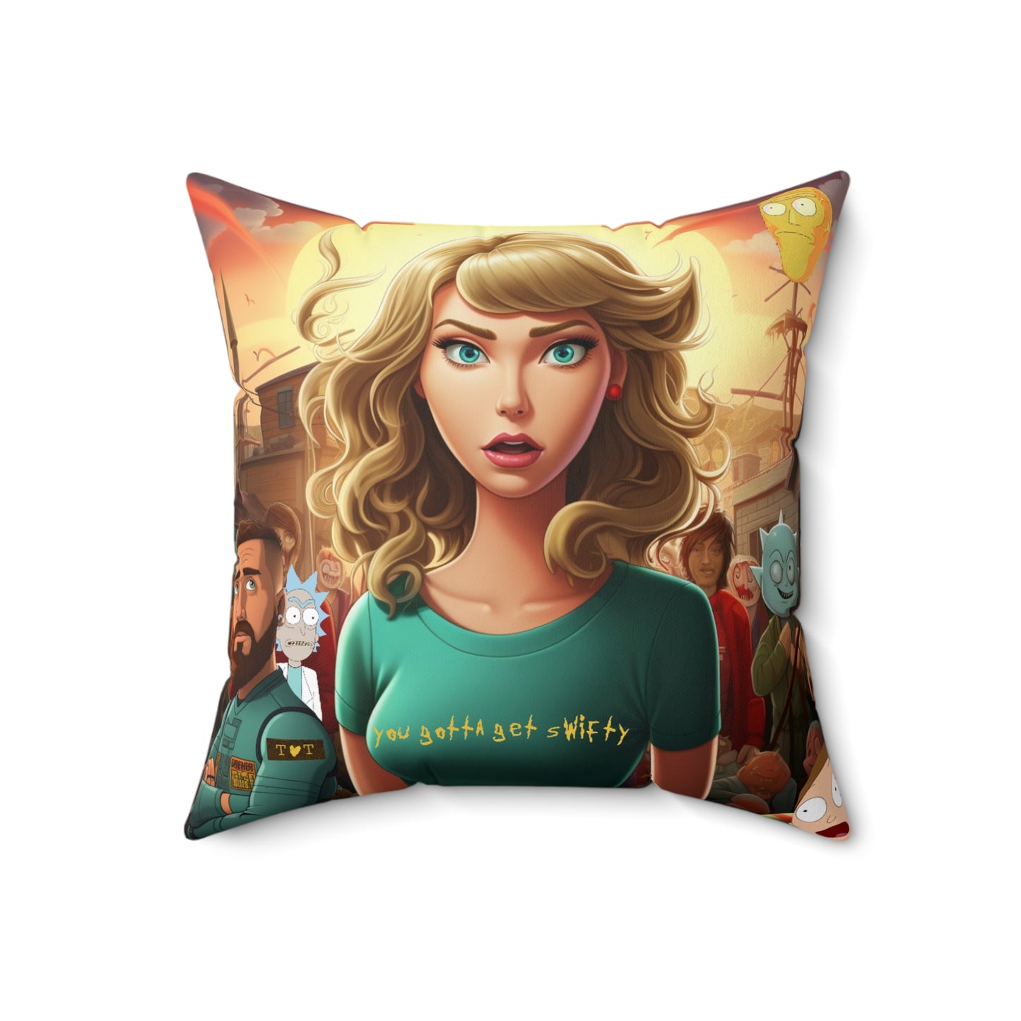 You Gotta Get "Swifty!" Spun Polyester Square Pillow Taylor Swift Pillow Rick & Morty Pillow Taylor Swift Fan Art Swifties Eras Tour Pillow