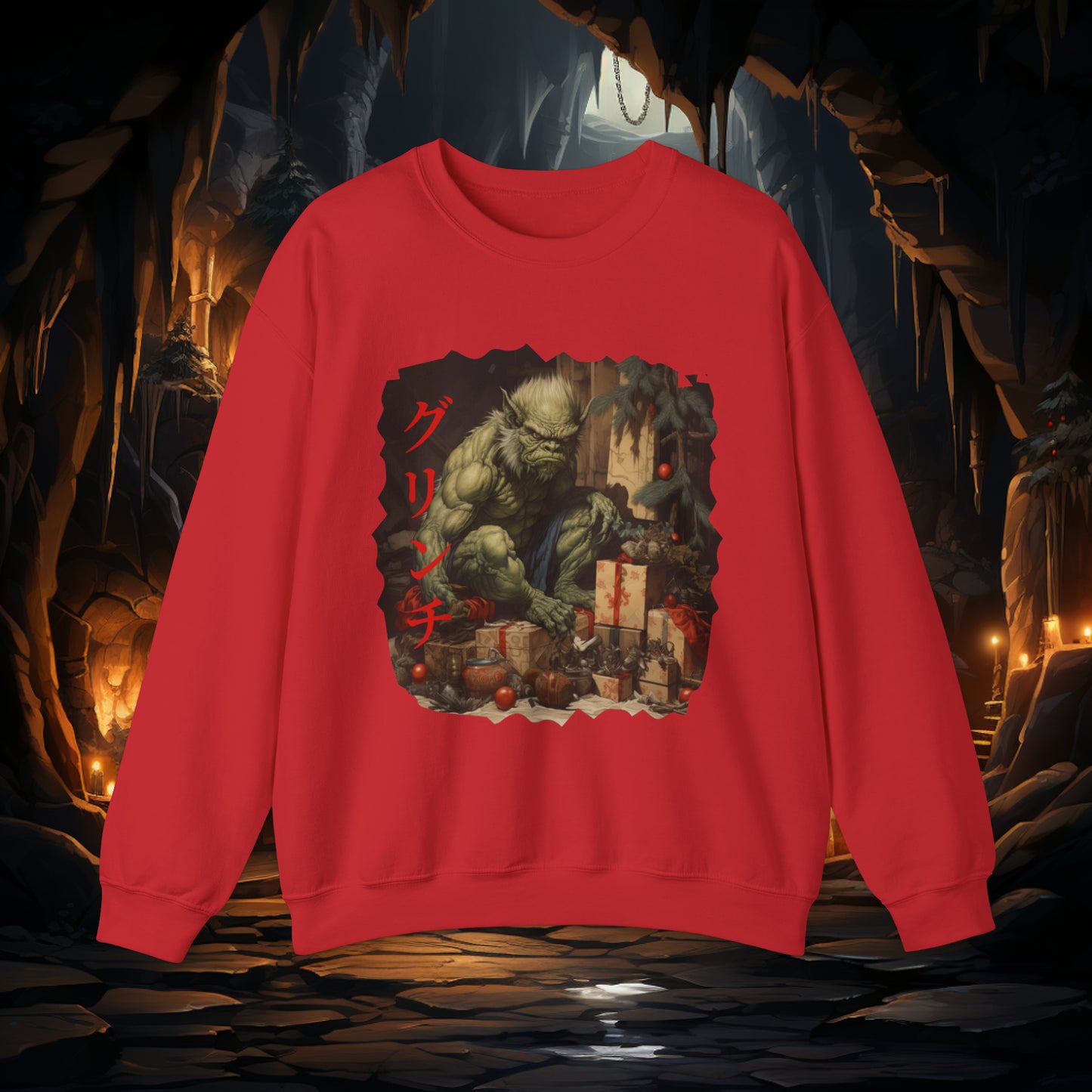 Unisex The Grinch (Japanese) Crewneck Sweatshirt. Christmas Sweater. Winter Sweater. The Grinch. Japanese. Holiday/Christmas Clothes