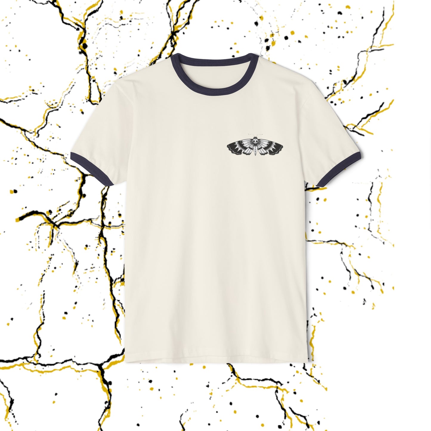 SCBC Unisex "Polilla" Cotton Ringer T-Shirt. Ringer T-shirt, Vintage, Branded, T-Shirt, Streetwear,  Unisex, Light Weight, Spring Fashion