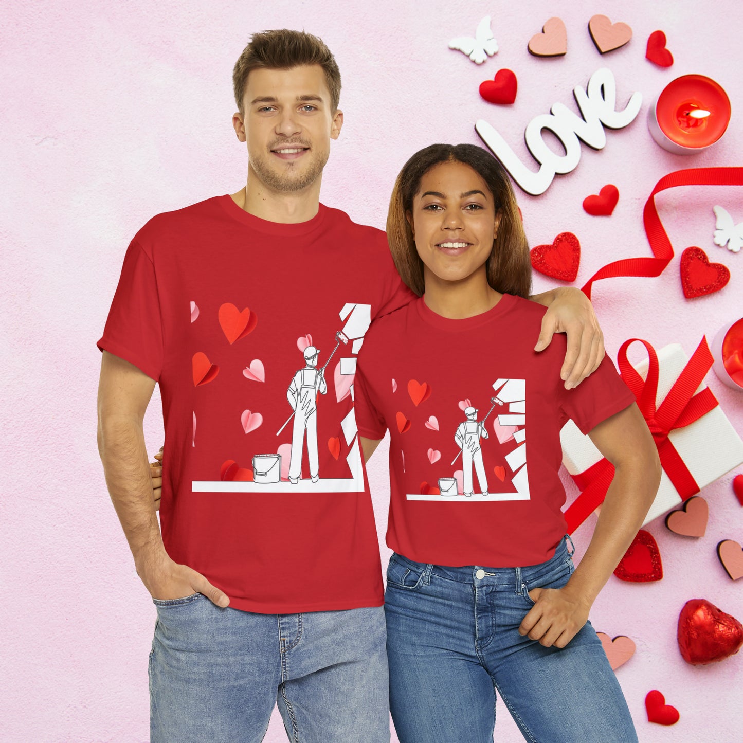Unisex "Painted Heart" Cotton Tee. Unisex Shirt. Valentines Day Gift. Valentines Day. Couples Shirt. Anniversary Gift. Gift For Him/Her.