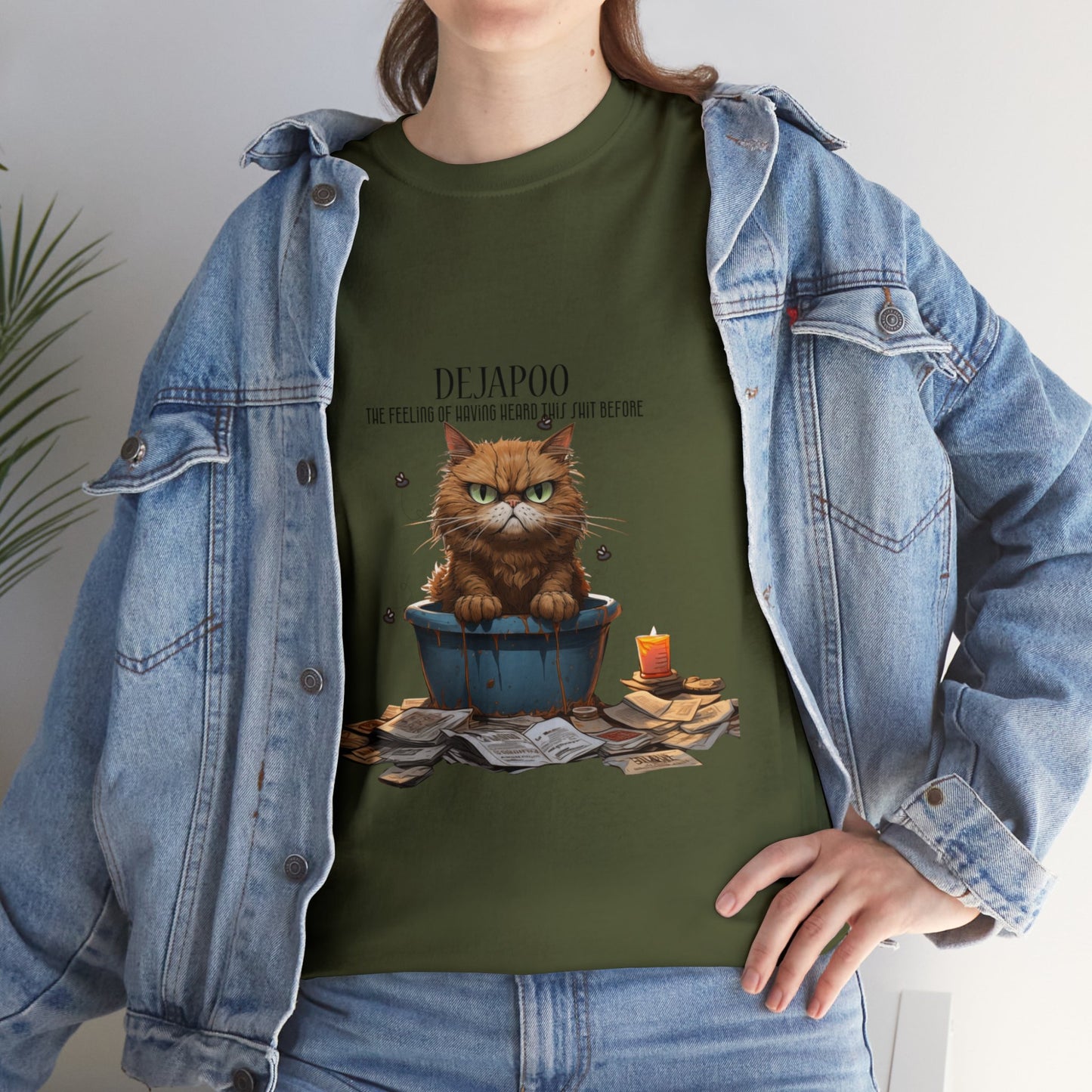 Unisex "DejaPoo" Heavy Cotton Tee. Unisex. Cat Lover. Cat Dad. Cat Mom. Animal Lover. Cat Lady. Birthday Gift. Funny T-Shirt.