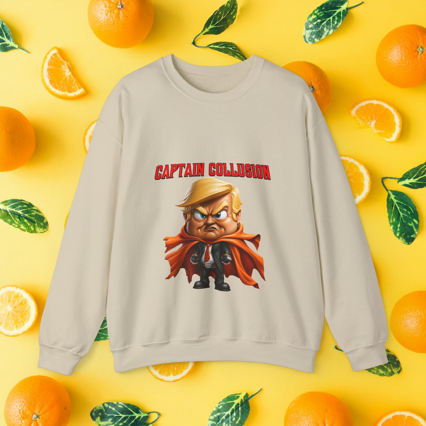 Unisex "Captain Collusion"  Heavy Blend™ Crewneck Sweatshirt. Political Shirt. Donald Trump Shirt. 2024 Election. Unisex. Gift For Him. Gift For Her. Birthday Gift. Christmas Gift.