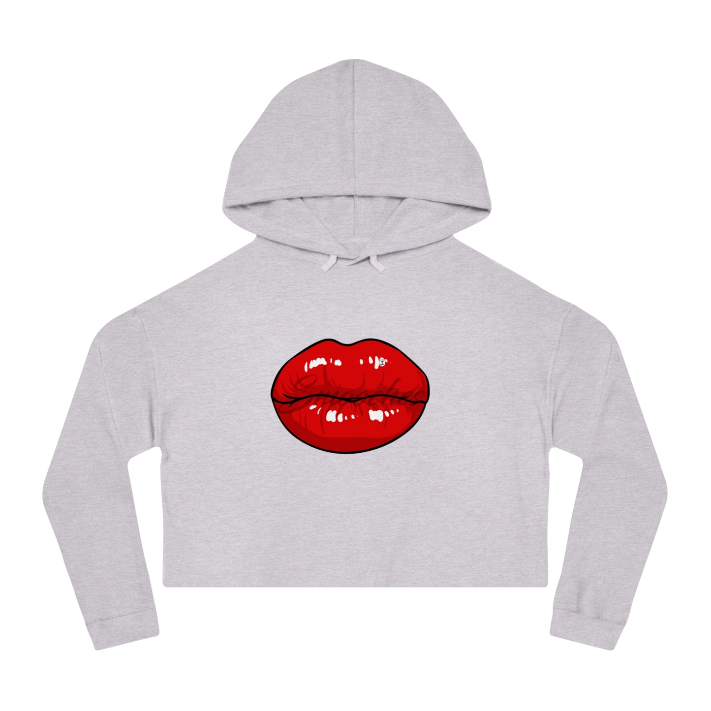 Smooches Lip Service Womens Cropped Hooded Hoodie