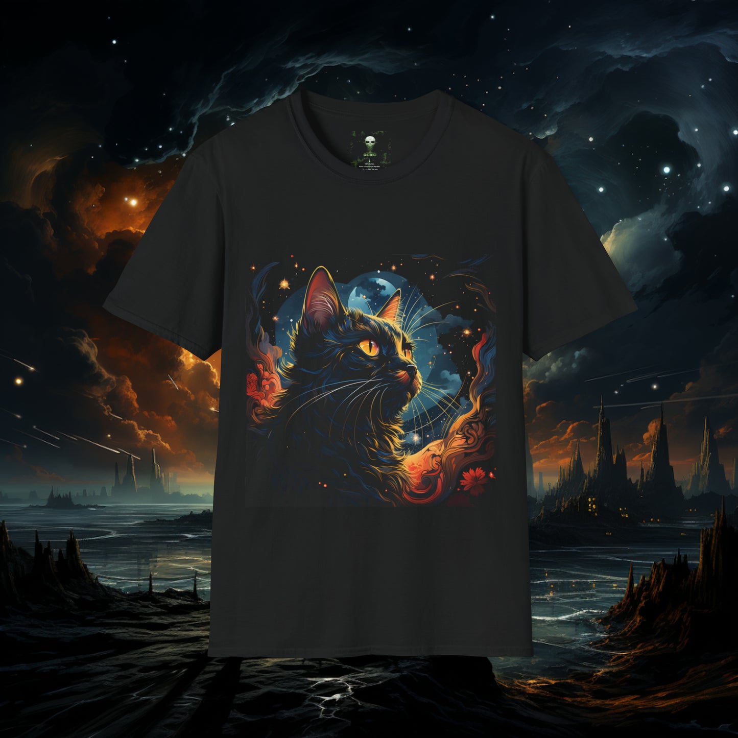 Short Sleeve "Space Cat" T-Shirt Unisex fit, Gift for Him, Gift for Her, Birthday Gift, Gift For Cat Lovers.