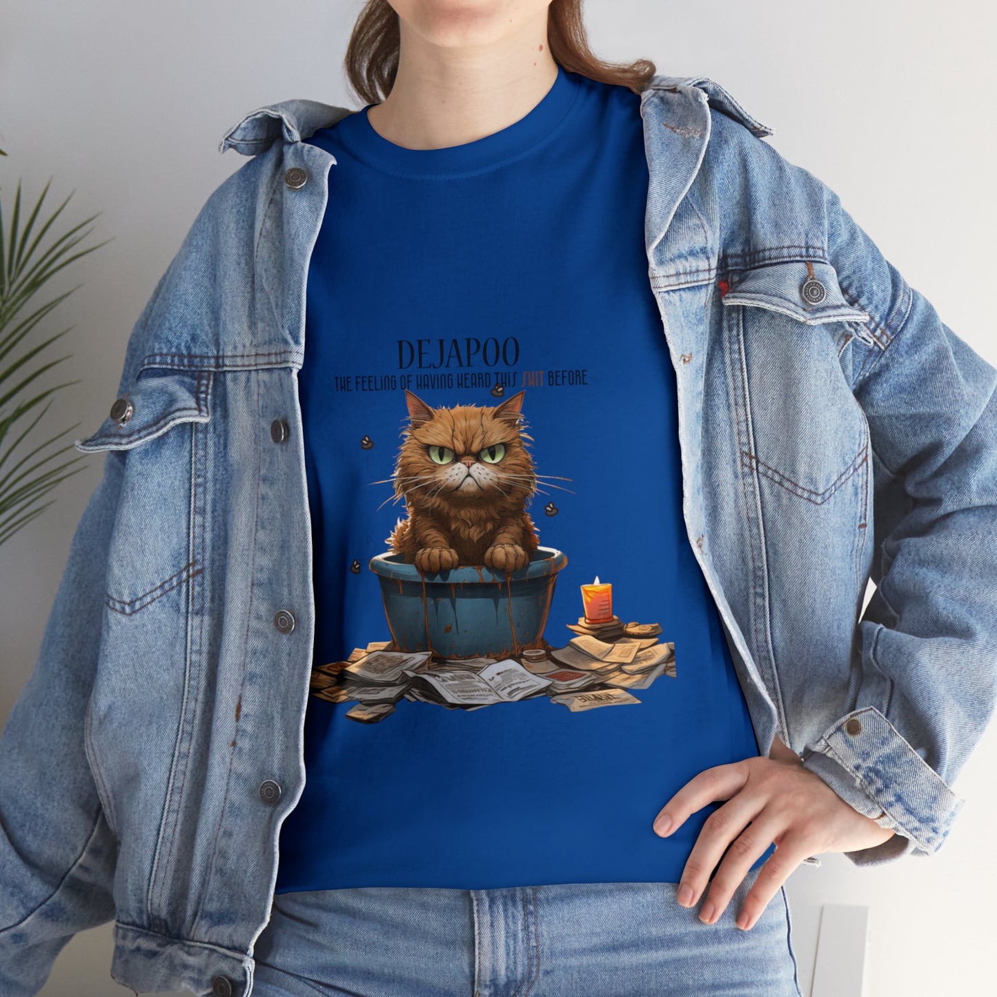 Unisex "DejaPoo" Heavy Cotton Tee. Unisex. Cat Lover. Cat Dad. Cat Mom. Animal Lover. Cat Lady. Birthday Gift. Funny T-Shirt.