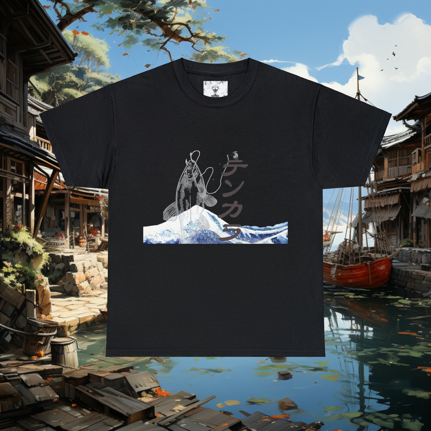 Unisex "Fly Fishing" Heavy Cotton Tee. Graphic T-Shirt, Japanese, T-Shirt, Gift For Him, Gift For Her, Fisherman, Fishing Gear,