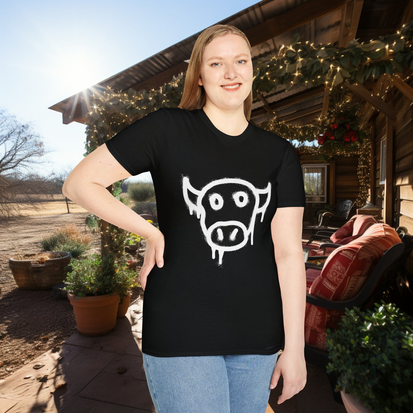 Unisex " Moo Cow" Soft Style T-Shirt.  Farmer Shirt, Cow Shirt, Gift For Animal Lovers, Unisex, Animal Rescue, Veteran, Birthday Gift.