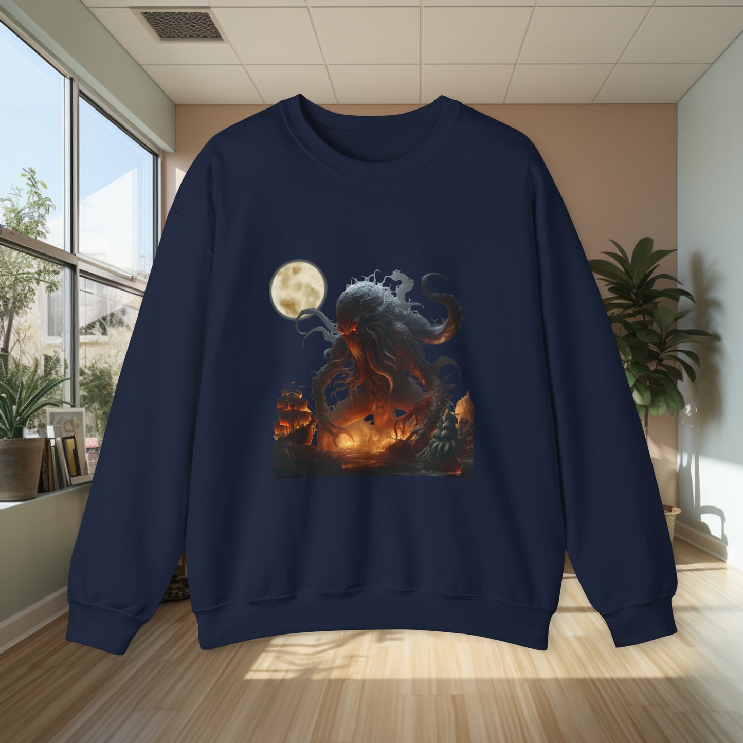 Unisex "The Kraken" Heavy Blend Crewneck Sweatshirt. Graphic Sweatshirt. Unisex. Sci-Fi. Gift For Him. Gift For Her. Sea Creature. Christmas