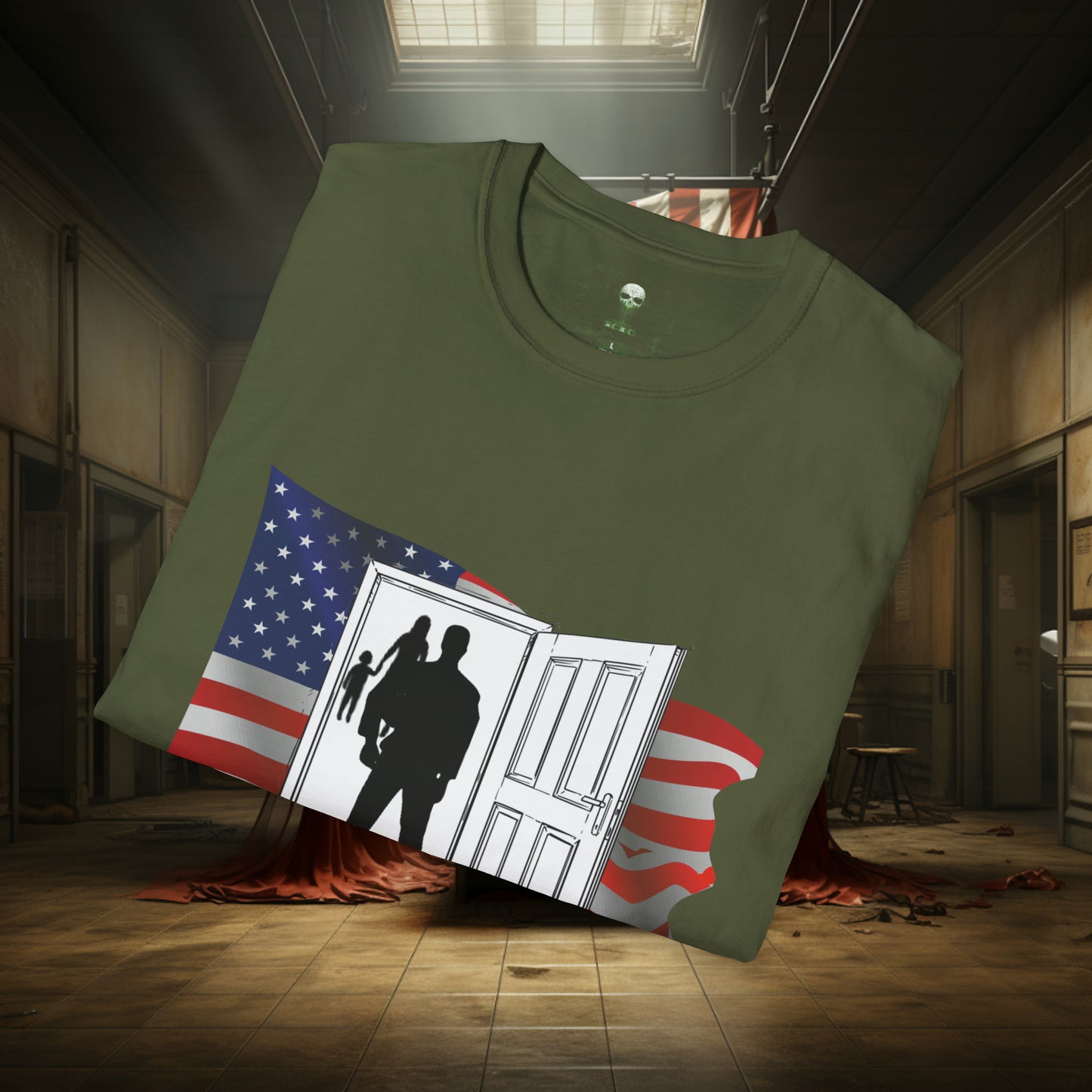 Unisex "Welcome Home" Soft Style T-Shirt.  Hunting Shirt, Patriotic Shirt, Gift For Veteran, Unisex, Army Wife, Veteran, Birthday Gift.