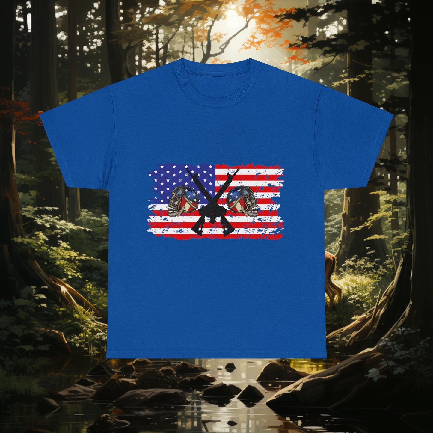 Unisex "American Hunter" Heavy Cotton Tee. Hunting Shirt. Patriotic Shirt. Gift For Hunter. Unisex. Hunting Lover. Patriot. Veteran. Birthday Gift. Christmas Gift