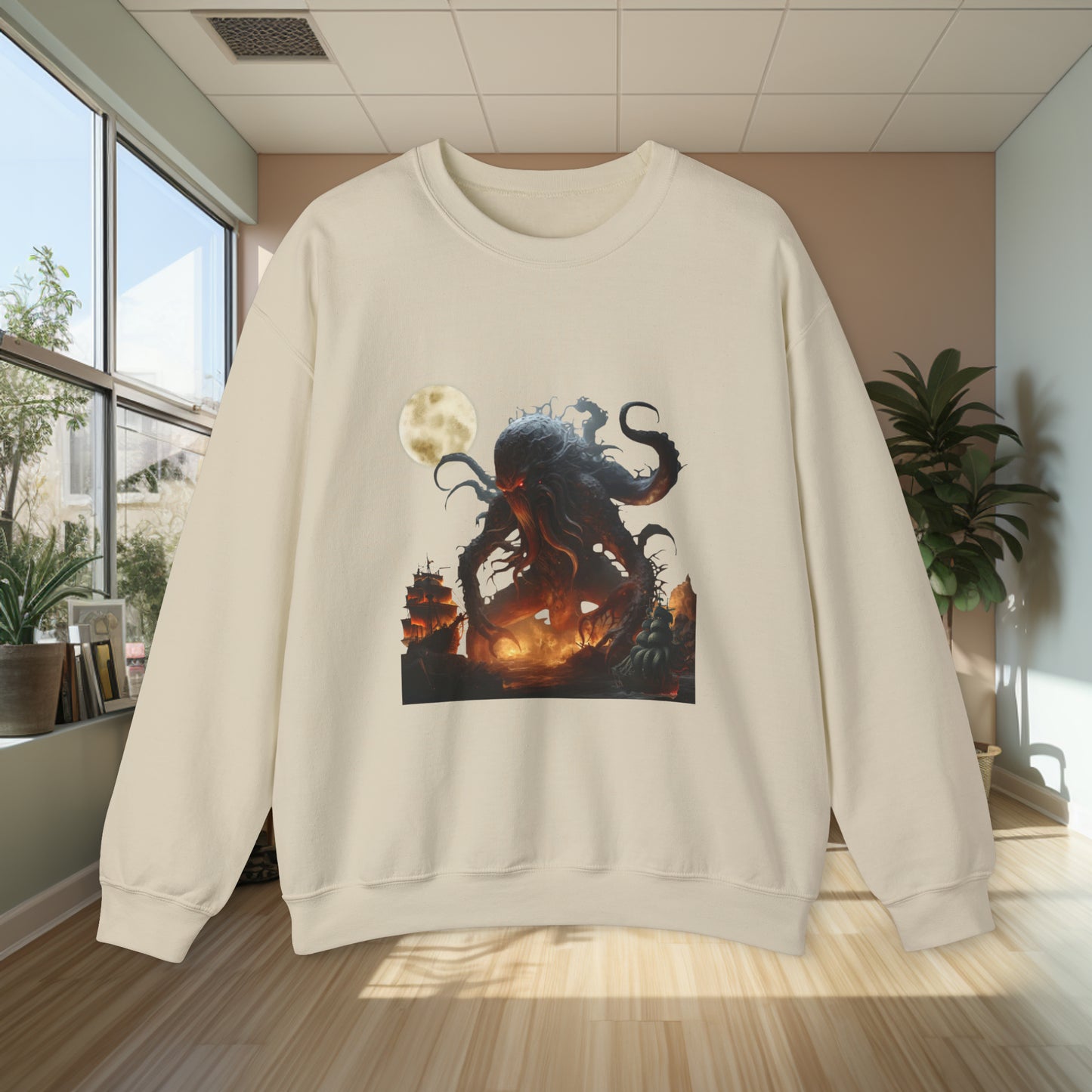 Unisex "The Kraken" Heavy Blend Crewneck Sweatshirt. Graphic Sweatshirt. Unisex. Sci-Fi. Gift For Him. Gift For Her. Sea Creature. Christmas