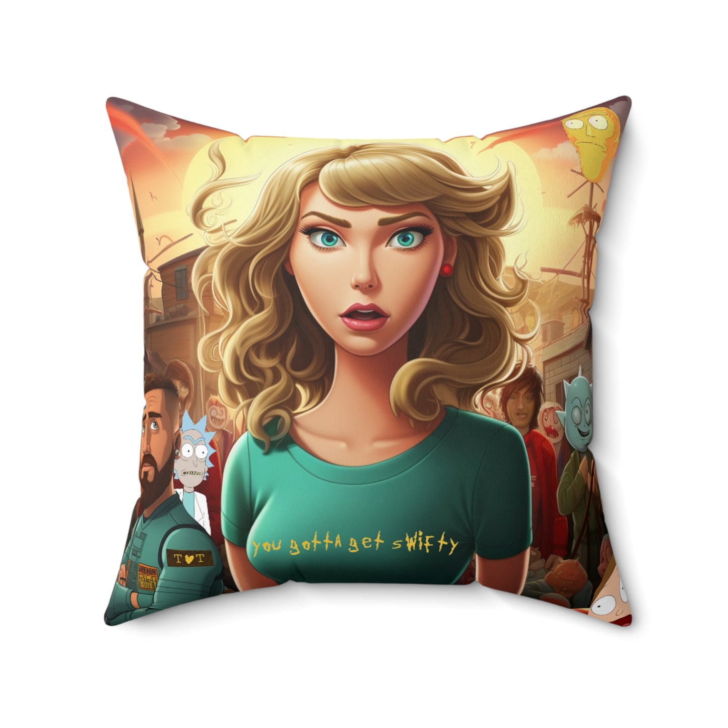 You Gotta Get "Swifty!" Spun Polyester Square Pillow Taylor Swift Pillow Rick & Morty Pillow Taylor Swift Fan Art Swifties Eras Tour Pillow
