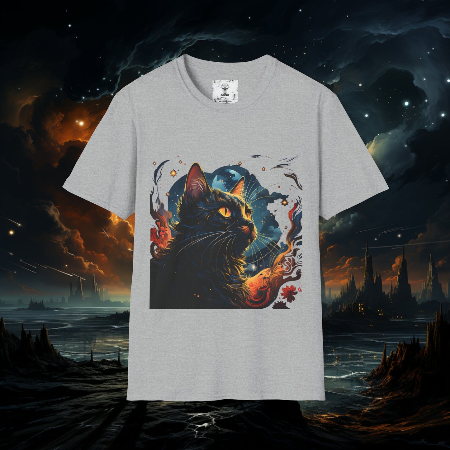 Short Sleeve "Space Cat" T-Shirt Unisex fit, Gift for Him, Gift for Her, Birthday Gift, Gift For Cat Lovers.